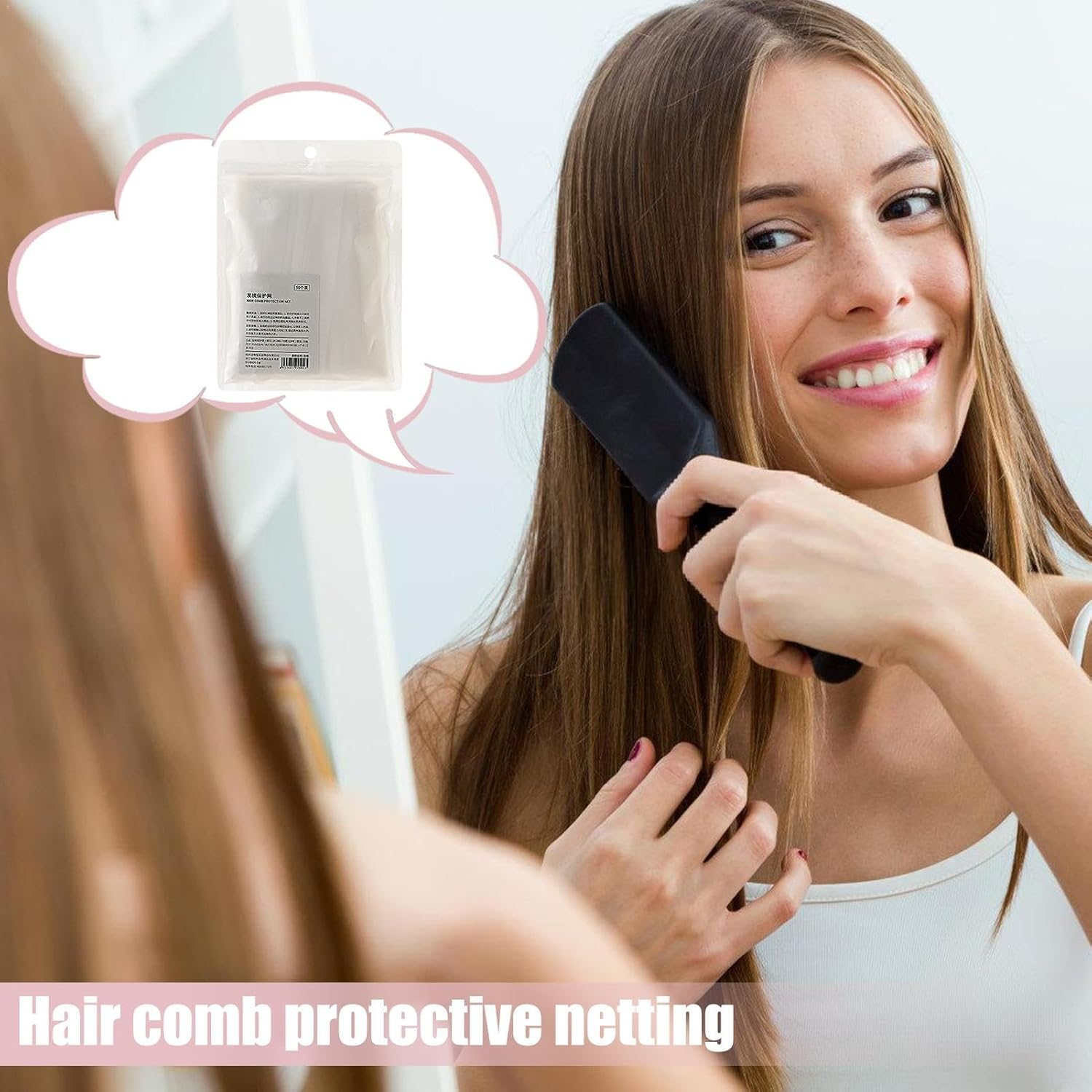 Hair Comb Cleaning Net,50X Hair Removal Net - Comb Cleaner, Portable Hair Remover Tools, Comb Protection Net for Removing Hair Dust image number 3