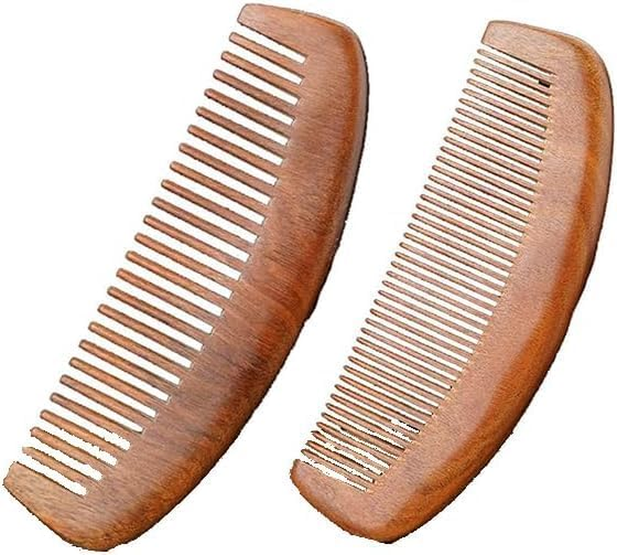 FOTOEVFC Sandalwood Moon Hair Comb, 2Pcs Natural Sandalwood Wide Tooth Hairbrush, Anti-Static Wooden Comb for Women, Men & Kids image number 5