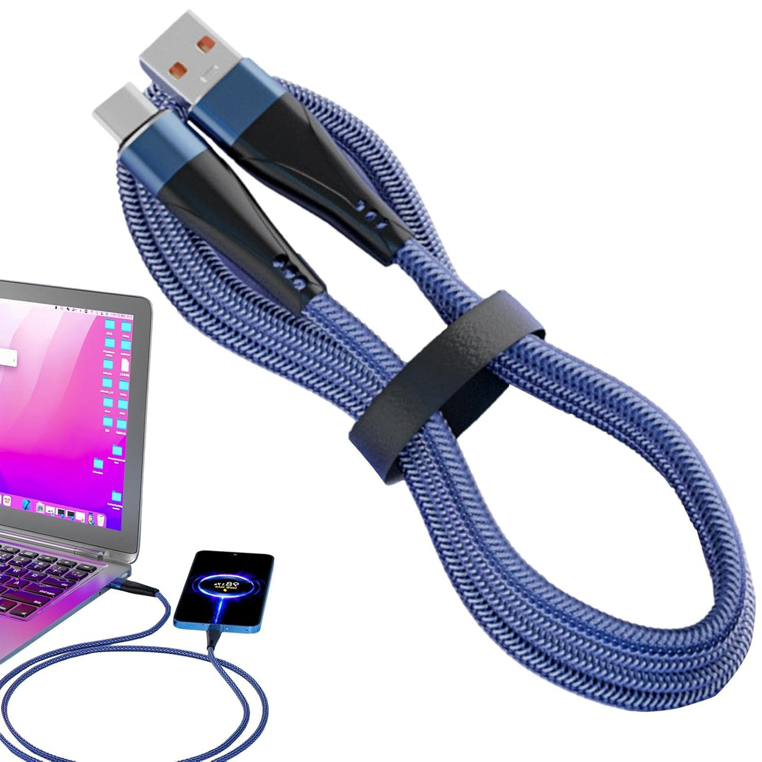 Type C Charging Cable | Car Charging Quick Phone Wire,Built-In Sensor, Nylon Braided, Phone Accessories with 10A, 120W for Type C Port Device Smartphone Shwing