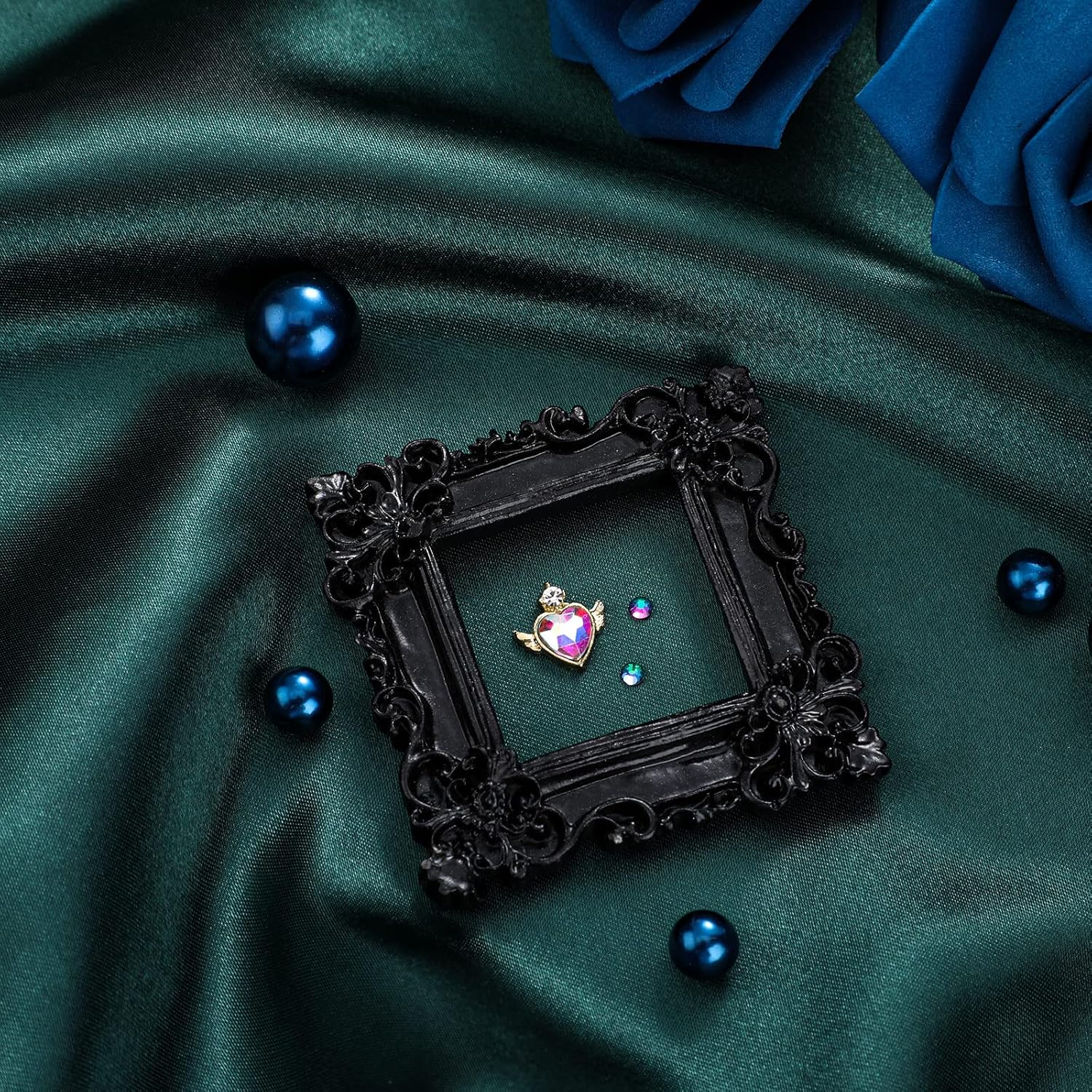 Vicenpal 25 Pcs Vintage Resin Picture Frame Antique Photo Resin Frame Mini Resin Jewelry Display Frame Photography Photo Frame DIY Small Photo Frame for Photo Home Decoration (Black,Gold,Silver)