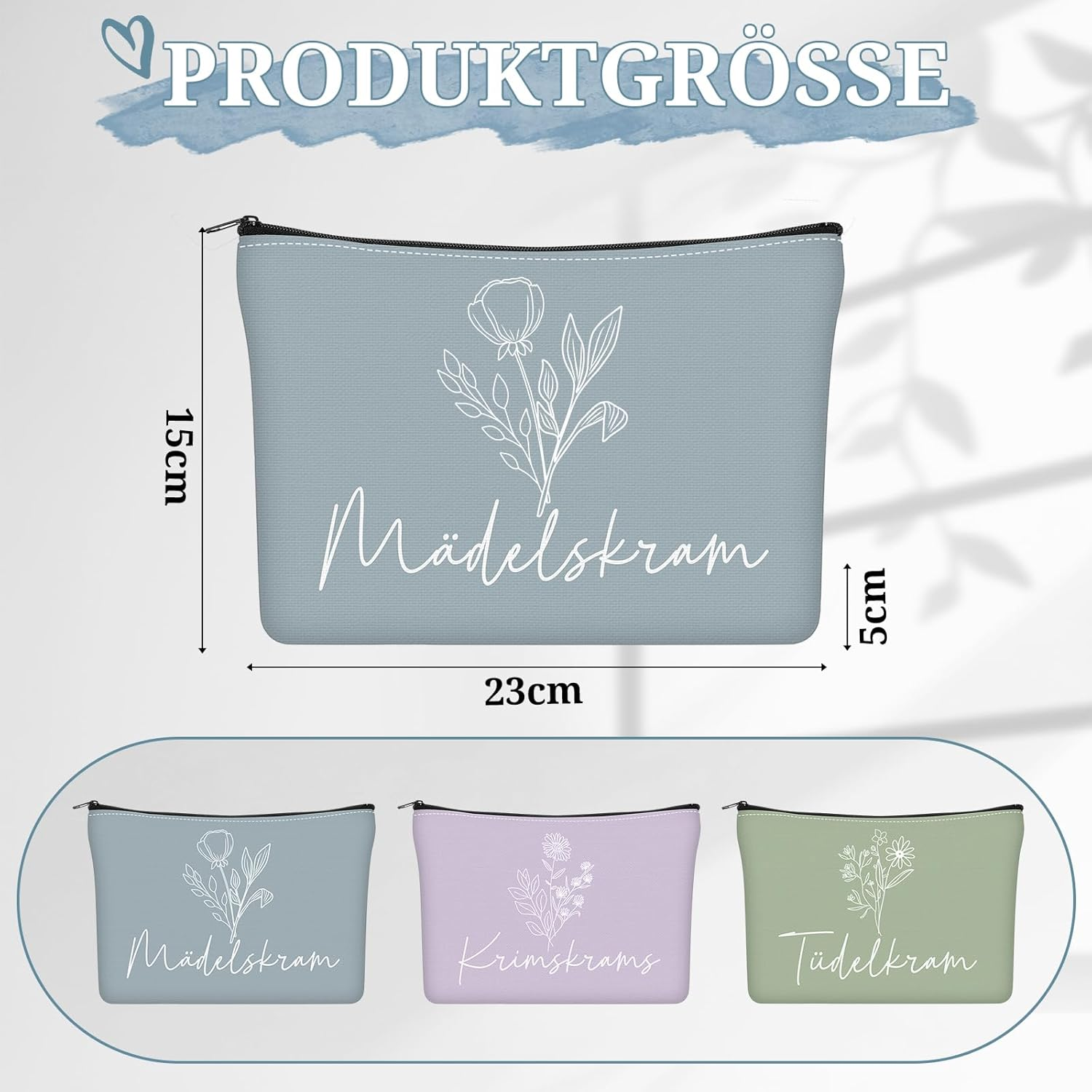 Geiserailie 3 Pieces Trousse De Maquillage Petite Trousse De Toilette Avec Inscription Zipp&eacute;e Portefeuille De Voyage Pour Femmes Et Filles, Three Colours image number 4