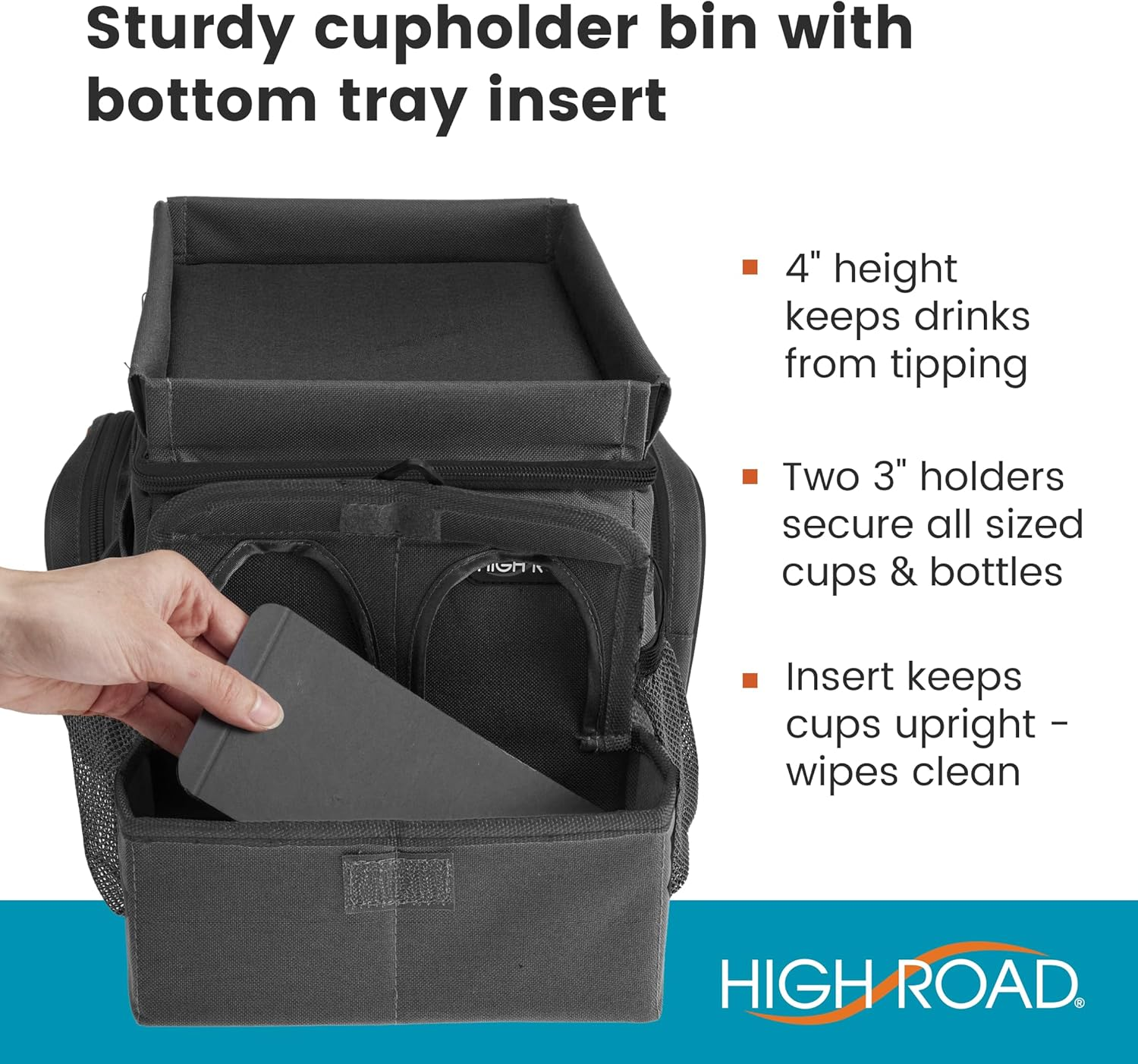 High Road Large Carhop Car Seat Organizer for the Front or Back Seat for Kids and Adults with Cup Holder Tray, Side Pockets and Cooler Compartment image number 6