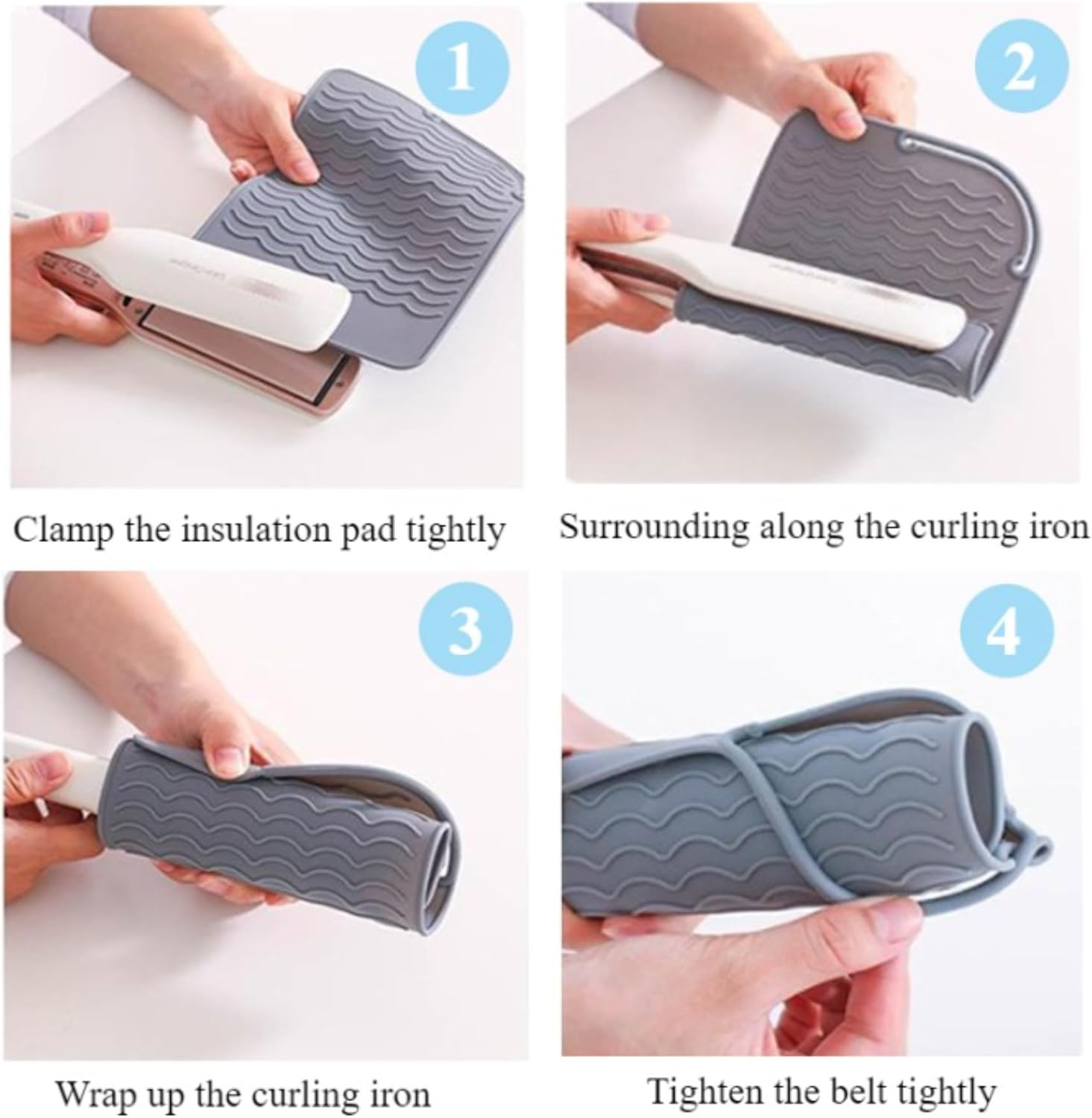 2 Pcs Silicone Heat-Resistant Pads,Portable Insulation Pads,Vanity Accessories,Suitable for Curling Irons and Straighteners (Gray+Pink) image number 6