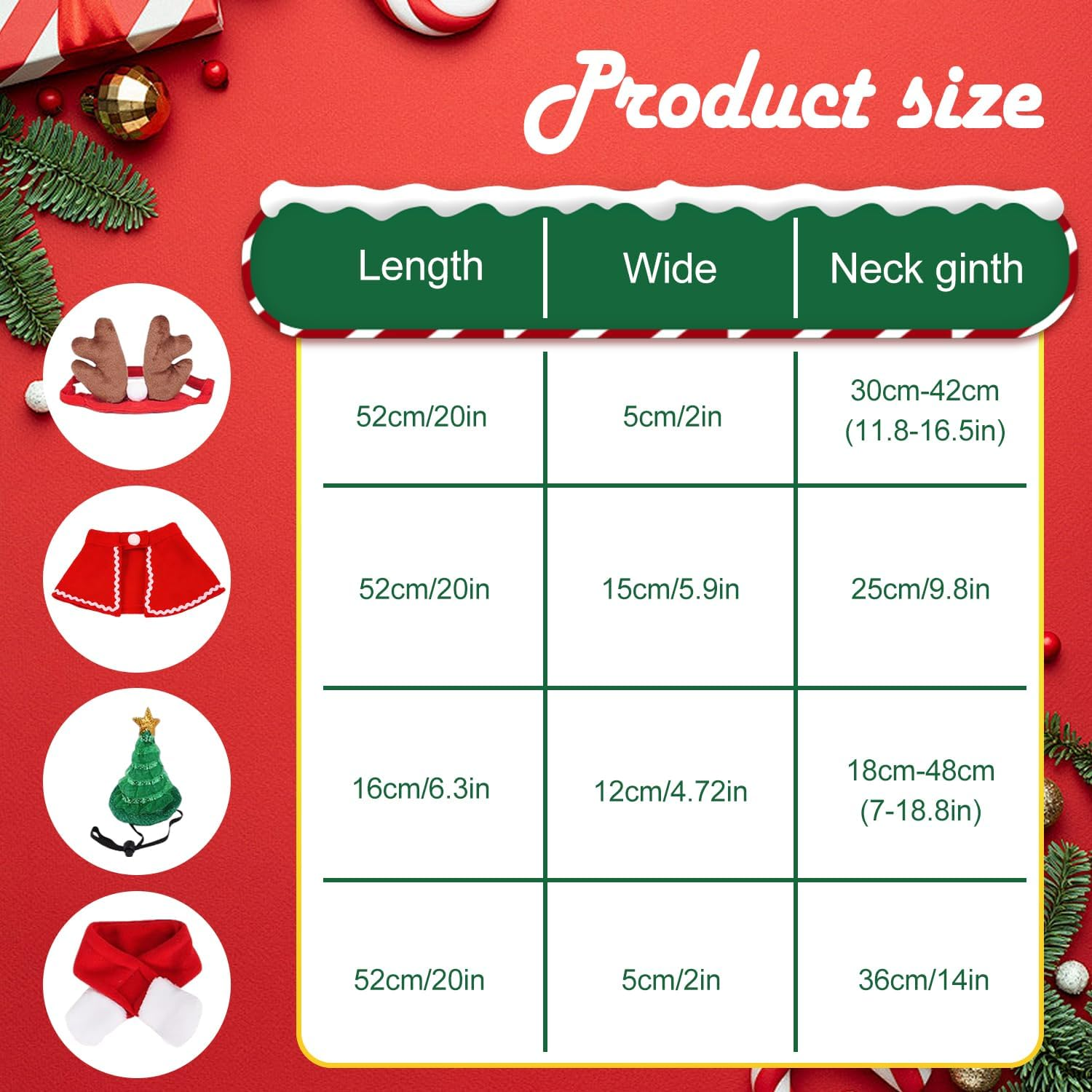 Christmas Cat Clothing, Pack of 4 Pet Christmas Costume Accessories, Cats Christmas Hat and Scarf, Funny Antlers, Christmas Hats, Adjustable Cape, Scarf, for Dogs, Cats image number 5