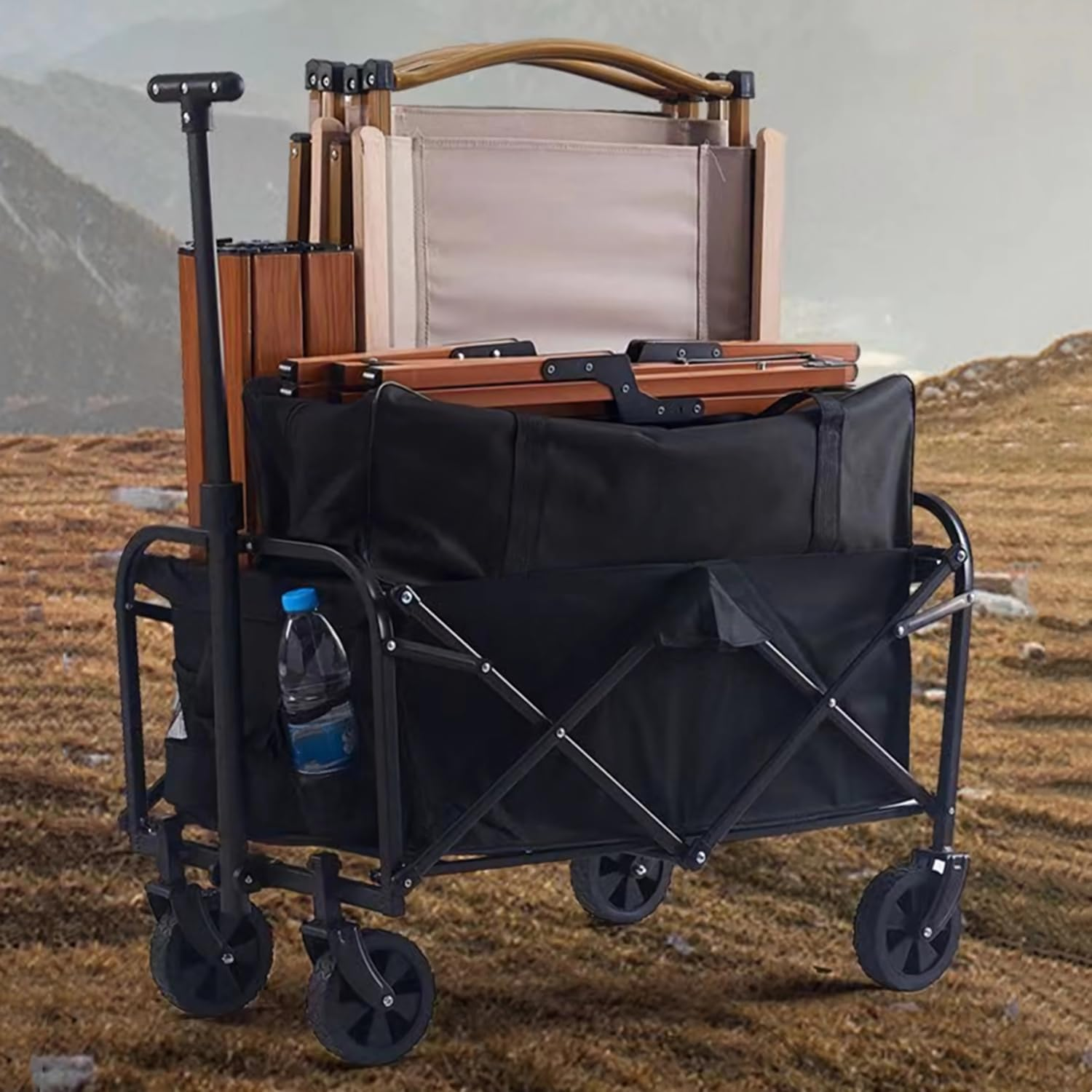 Foldable Camping Wagon Cart,Hx Dream Folding Wagon Cart,Picnic Trailer with Push Handle,Suitable for Camping, Dining, Garden and Outdoor Sports image number 3