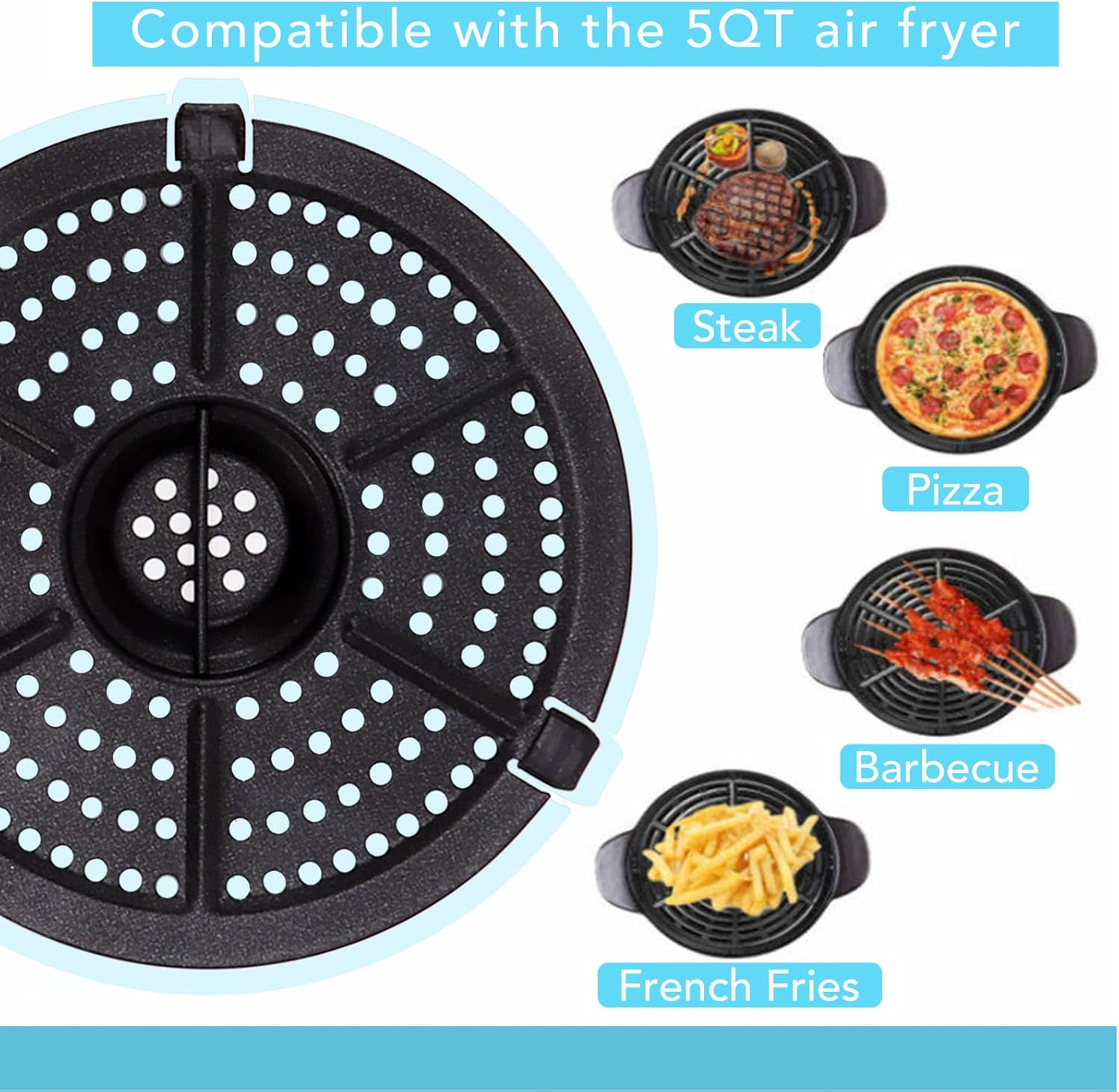 Air Fryer Replacement Grill Pan, 15.5 Cm Non-Stick Crisper Plate image number 5