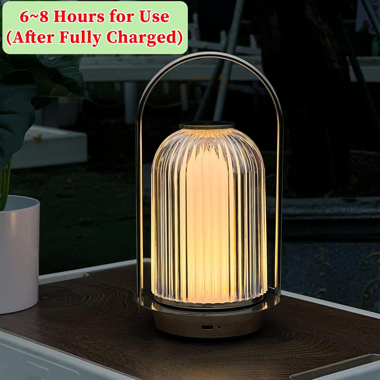 LED Table Lamp, Cordless Rechargeable, 3 Colour Stepless Dimming, Touch Control, Portable Night Light (Modern, Small+26#) image number 1