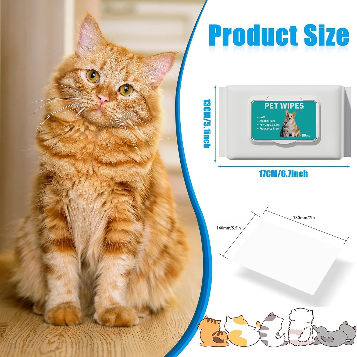 Mumoo Bear 1 Pack Pet Hypoallergenic Wipes,Extra Thick Dog Wipes for Cleaning Pet'S Paws,Ears,Butt,Face and Eyes,Portable Organic Paw Wipes for Dogs,Ideal for Home or Trave-(80 Count) image number 6