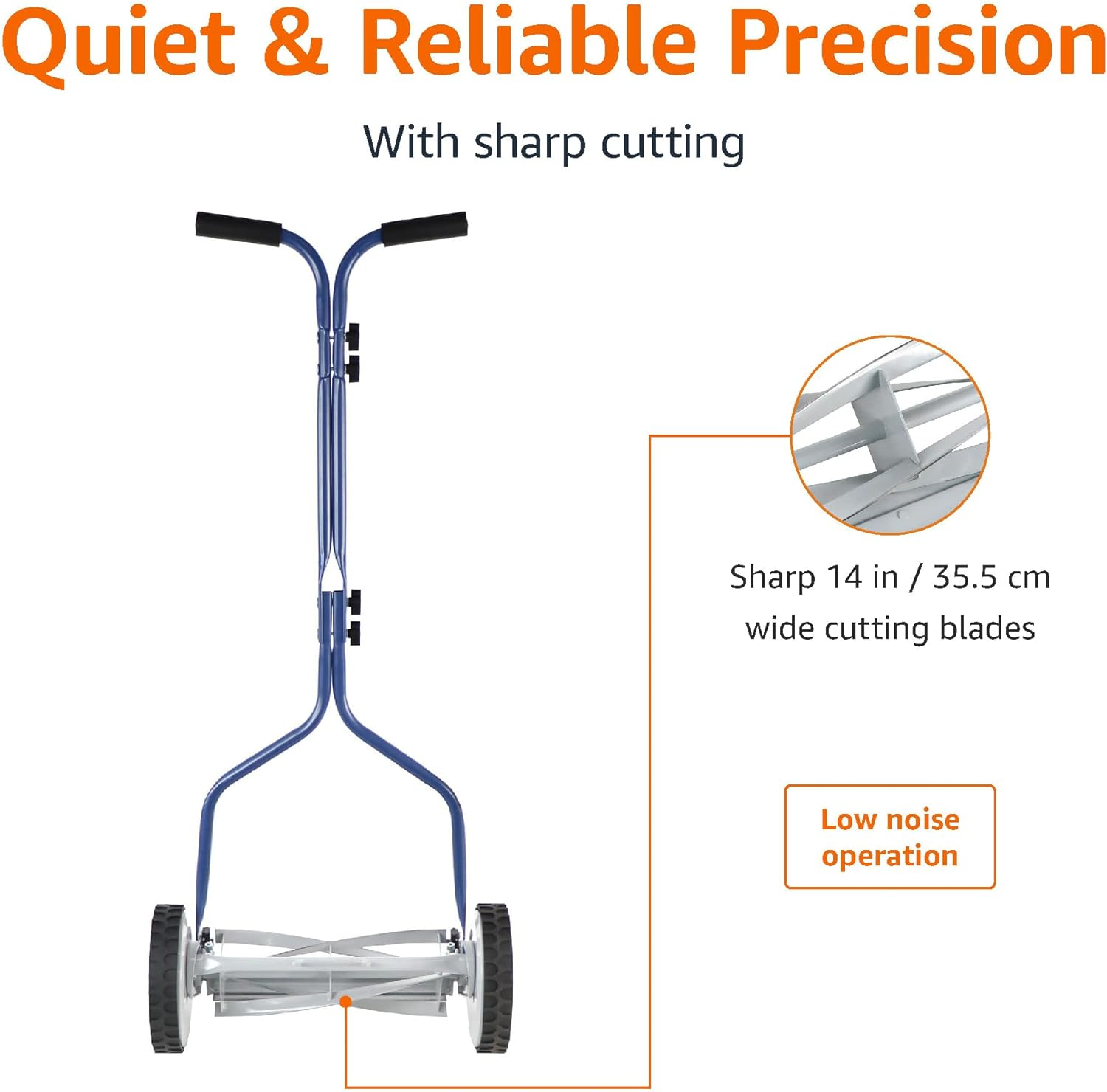 Amazon Basics 5.56 CM 4-Blade Push Reel Lawn Mower, Blue image number 4