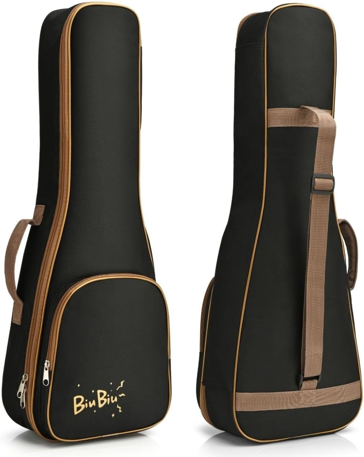 Flexzion Ukulele Gig Bag - Uke Backpack Storage Soft Case (Tenor 27 Inch, Black) Waterproof W/Carrying Handle, Pocket & Adjustable Shoulder Strap, Music Accessories for Concert Tour Travel image number 4