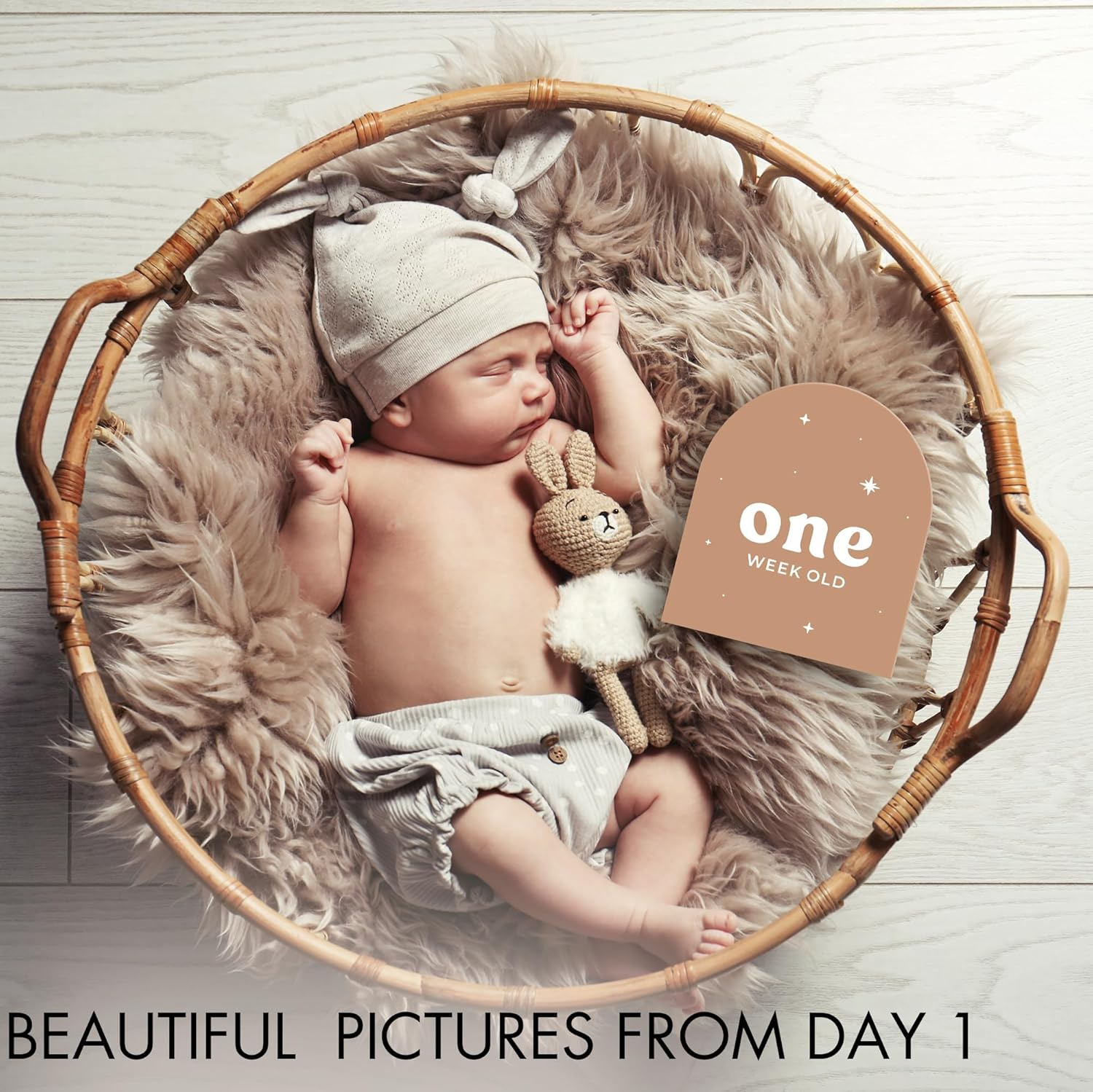 Beautiful Baby Monthly Milestone Cards - the Perfect Cards for Adorable Milestone Pictures of Your Newborn Boy/Girl - 15 Reversible Paper Set Incl. Welcome Home & Hello World Sign Are a Great Gift