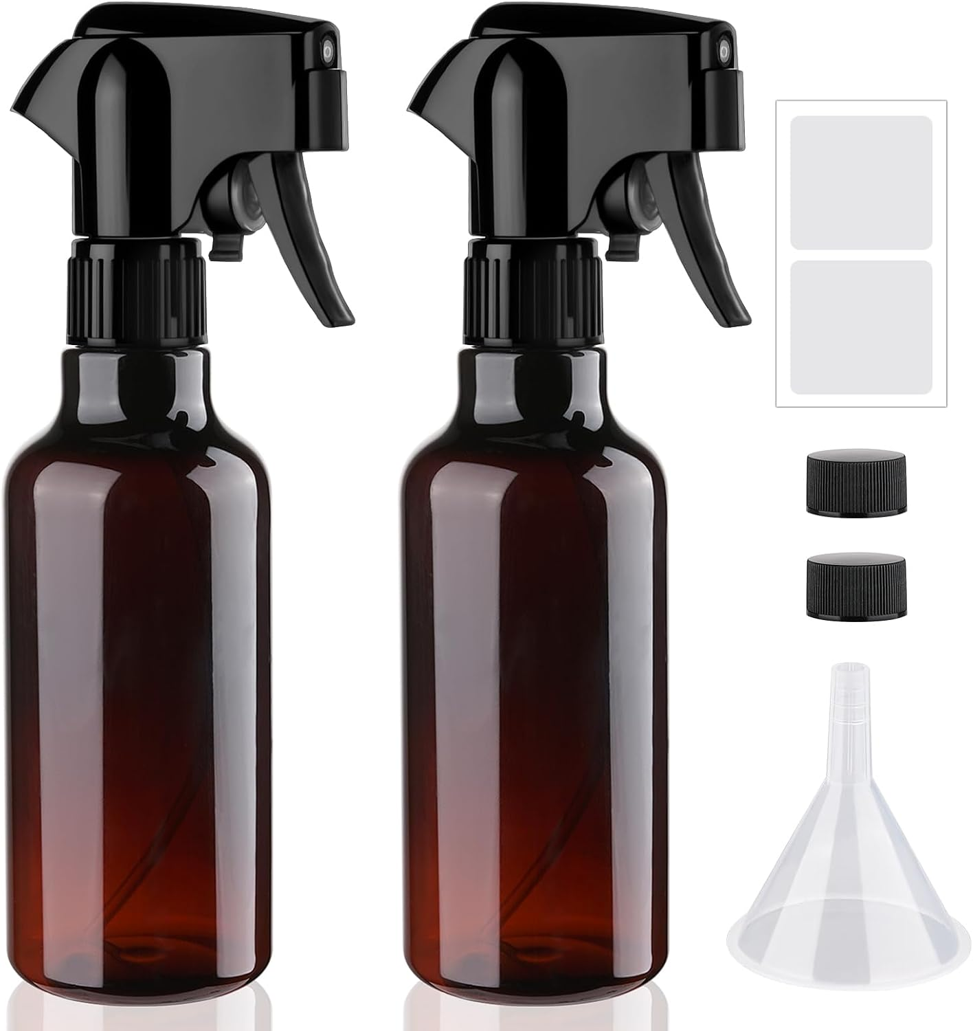 Hethyo Plastic Spray Bottles 12Oz Mist Spraying Bottle Heavy Duty Empty Water Spray Bottles for Hair, Cleaning Solutions, Plants，Essential Oils 2 Pack (Brown-2Pcs)