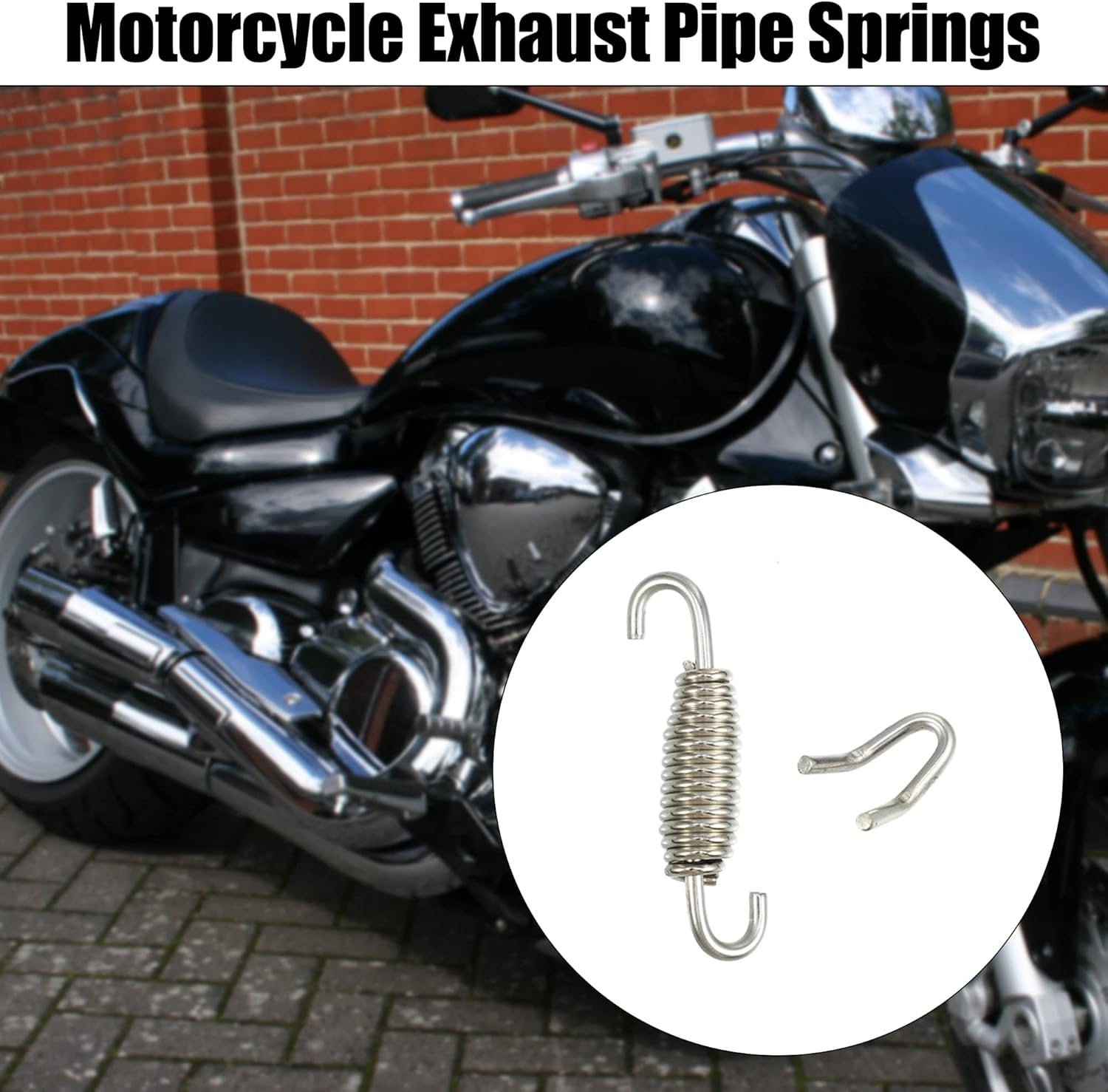 X AUTOHAUX 8 Set 55Mm 2.17" Motorcycle Exhaust Pipe Spring with U Shape Hooks Stainless Steel Silver Tone image number 5