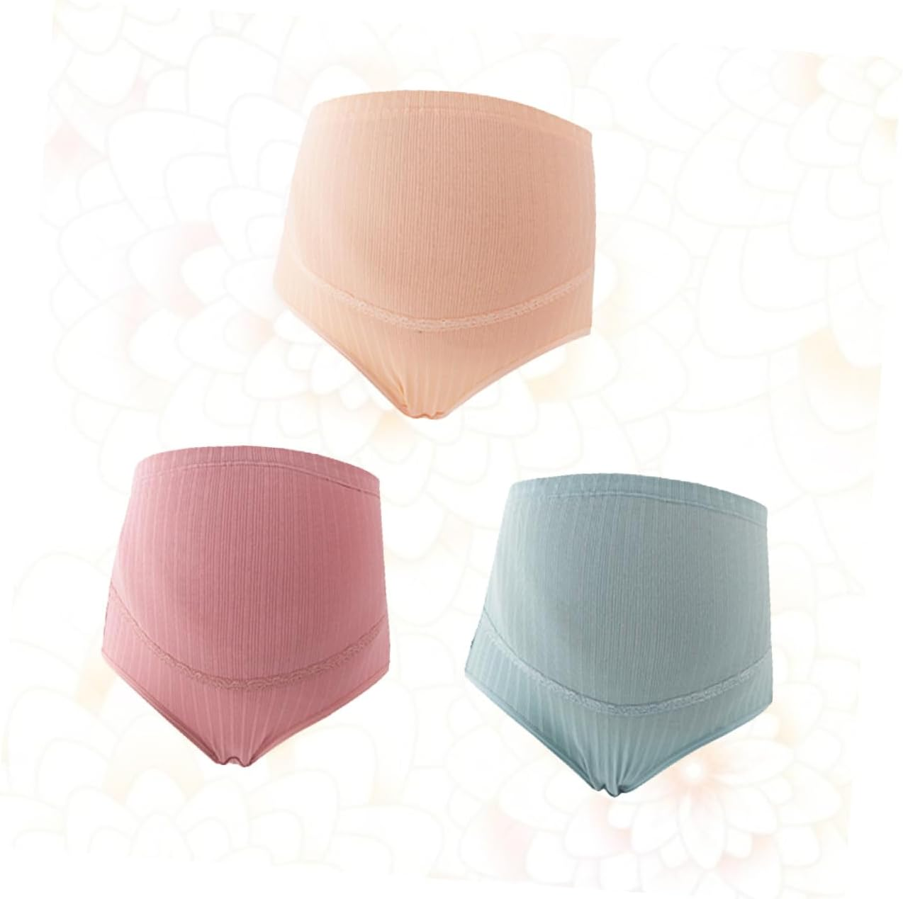 Yardenfun 3Pcs High Waist Maternity Panties Cotton Comfortable Underwear for Pregnant Women Adjustable Splice Stomach Lift in Skin Blackish image number 1