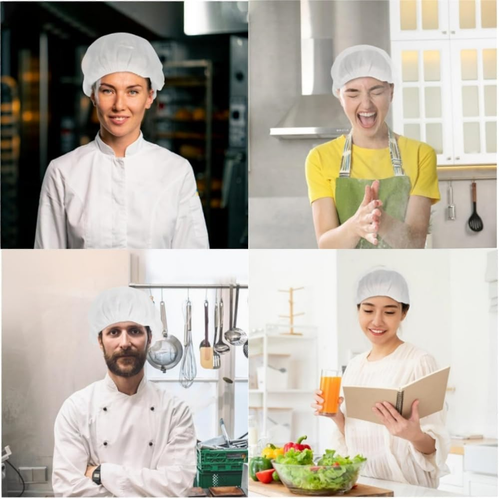 Goxfaca 6Pcs Hair Nets Adjustable Food Service Hair Nets Mesh Kitchen Hats Chef Greaseproof Cooking Caps for Men and Women White image number 4