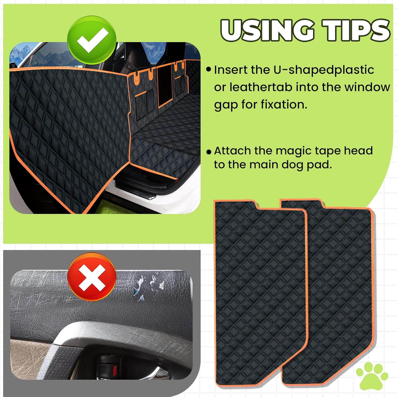 INSMEER Dog Car Seat Cover with Door Protectors, Dog Seat Cover Hard Bottom for Traveling and Camping with Pets, Dog Car Hammock Waterproof and Scratch-Resistant, Suitable for Cars image number 4
