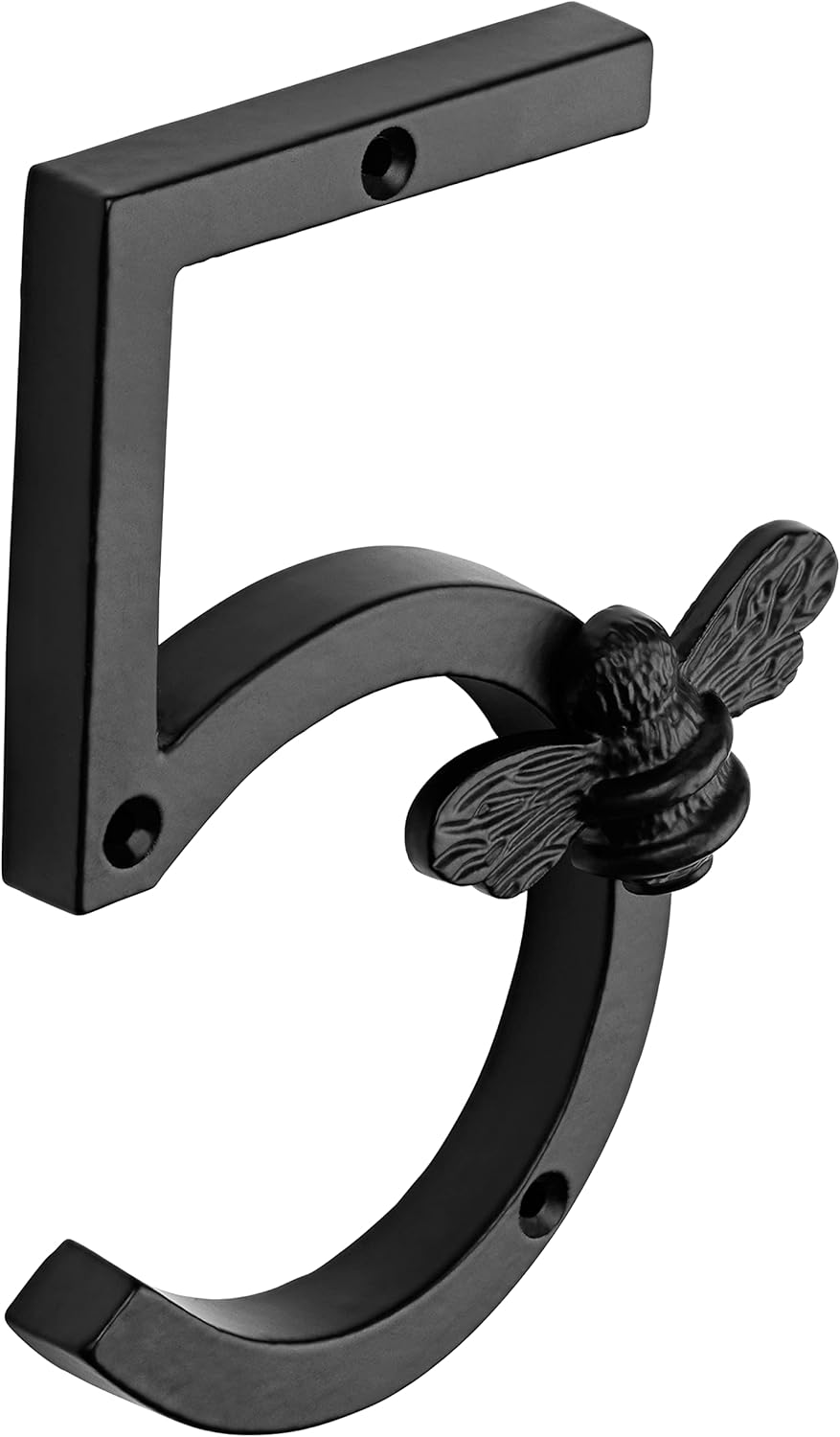 Brass Bee House Number with Bee Design | 5 Inch Modern Door Sign Numbers Signs Plaques | Street Home Address Numerals, Black Iron Metal 0-9 (3) image number 6