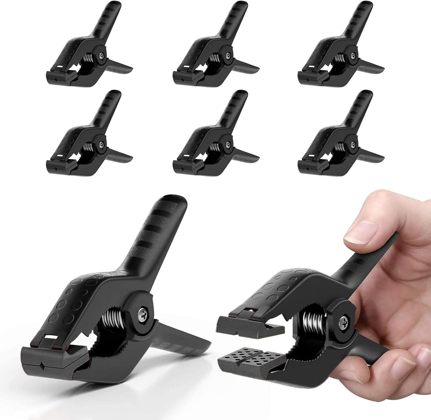 EMART 6 Pack Heavy Duty Muslin Spring Clamps, 4.5 Inch Photo Booth Backdrop Clips for Photography Studio - Black