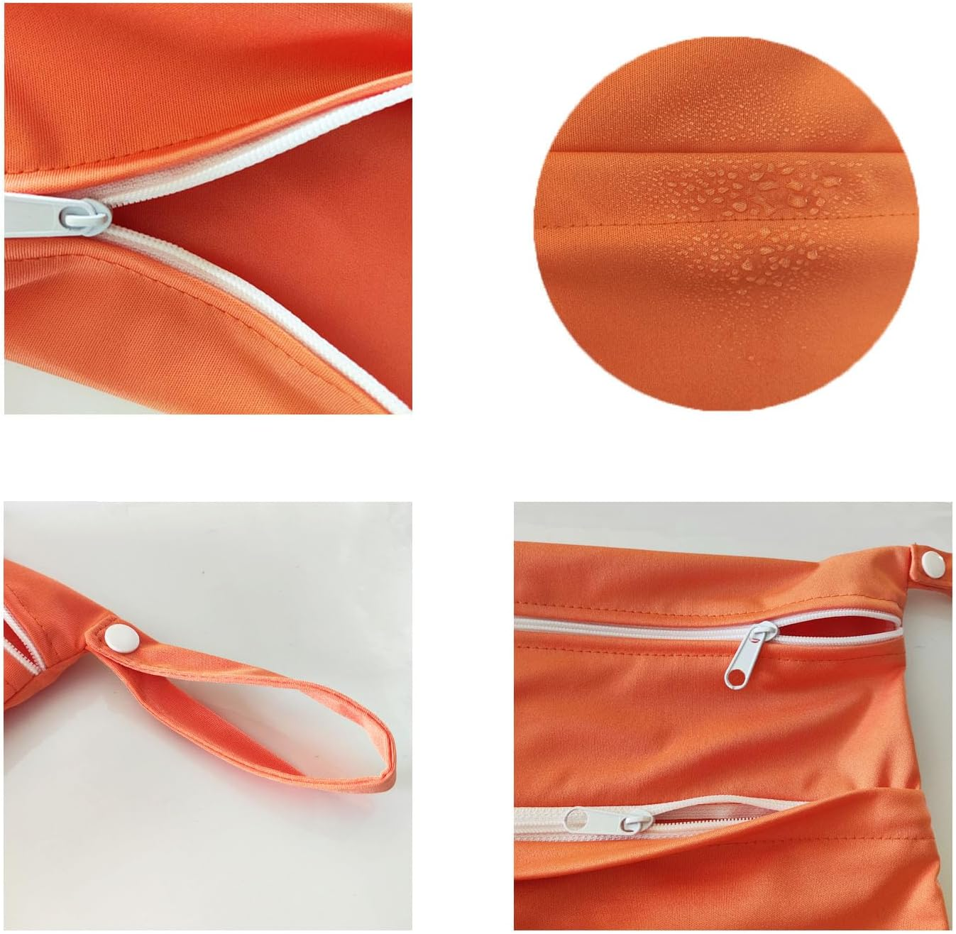 2 Pcs Wet Bag - Waterproof Wet Dry Bags - Reusable Washable Bags - Nappy Bags (Orange+Purple) image number 1