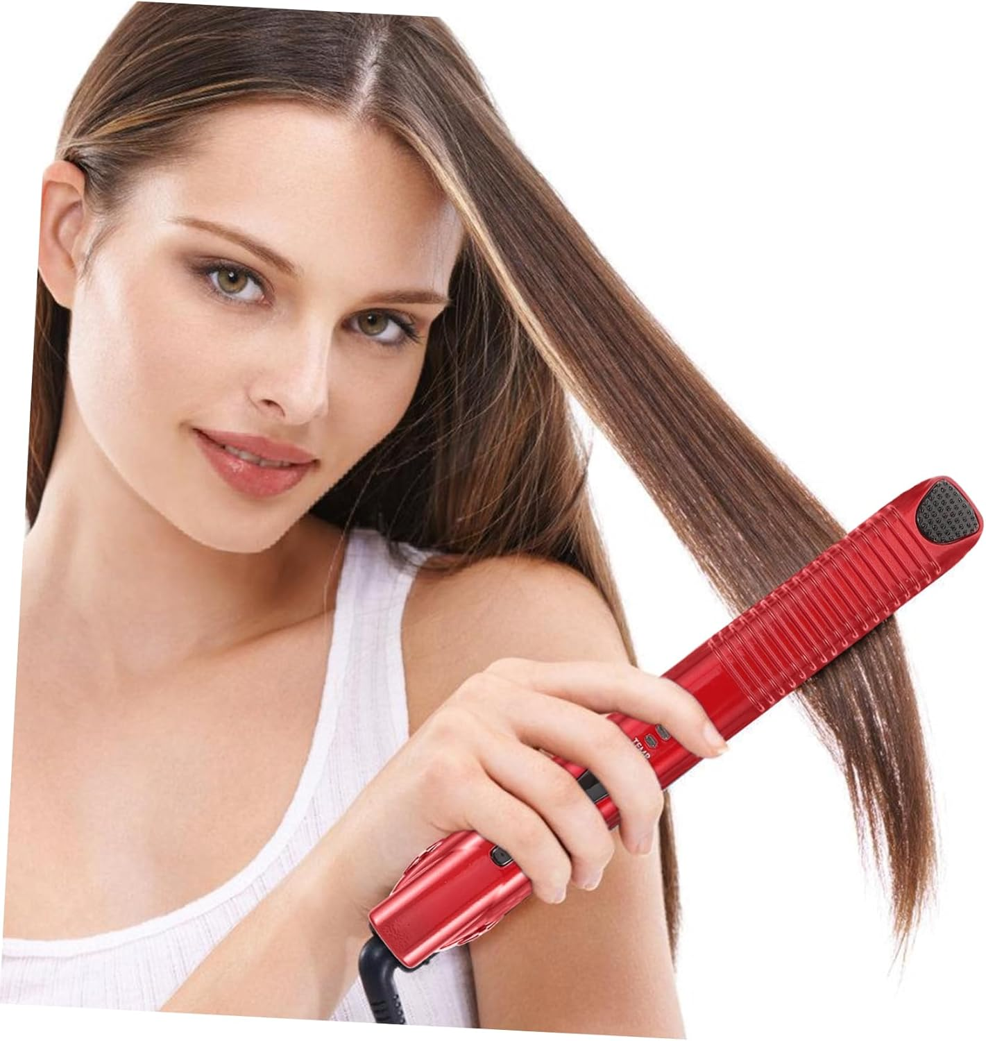 Wireless Rechargeable Hair Straightener and Cordless Hair Curler Mini Travel Size Usb Rose Red for Women and Men image number 6