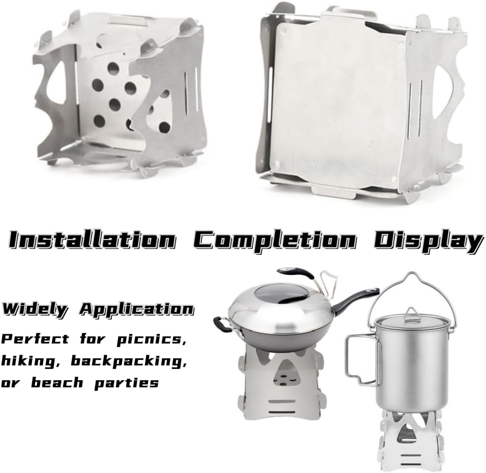 2 Pcs Foldable Stove,Portable Camping Stove for Outdoor Cooking, Lightweight Easy to Assemble Stove for Camping Backpacking Hunting Hiking Picnic BBQ Emergency Use