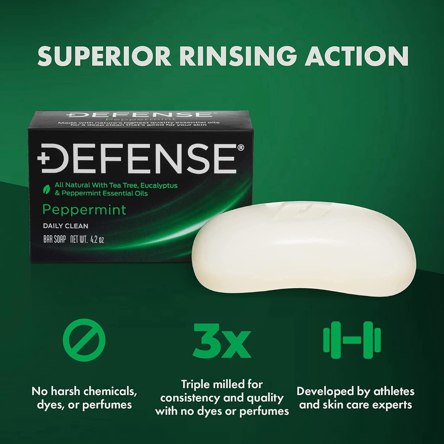 Defense Soap 12Pk All Natural Peppermint Bar Soap for Men | Made by Wrestlers with Tea Tree Oil & Eucalyptus Oil to Promote Healthy Skin image number 6