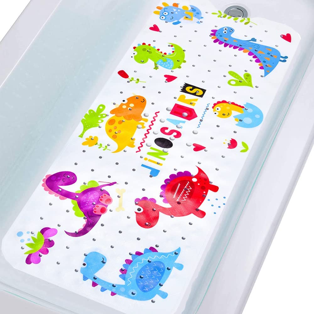 Bathtub Mat Non Slip Shower for Kids Adults & Elderly 40X16 Inch Extra Long anti Bath Mats Tub with Suction Cups and Drain Holes,Duck Blue Ducks