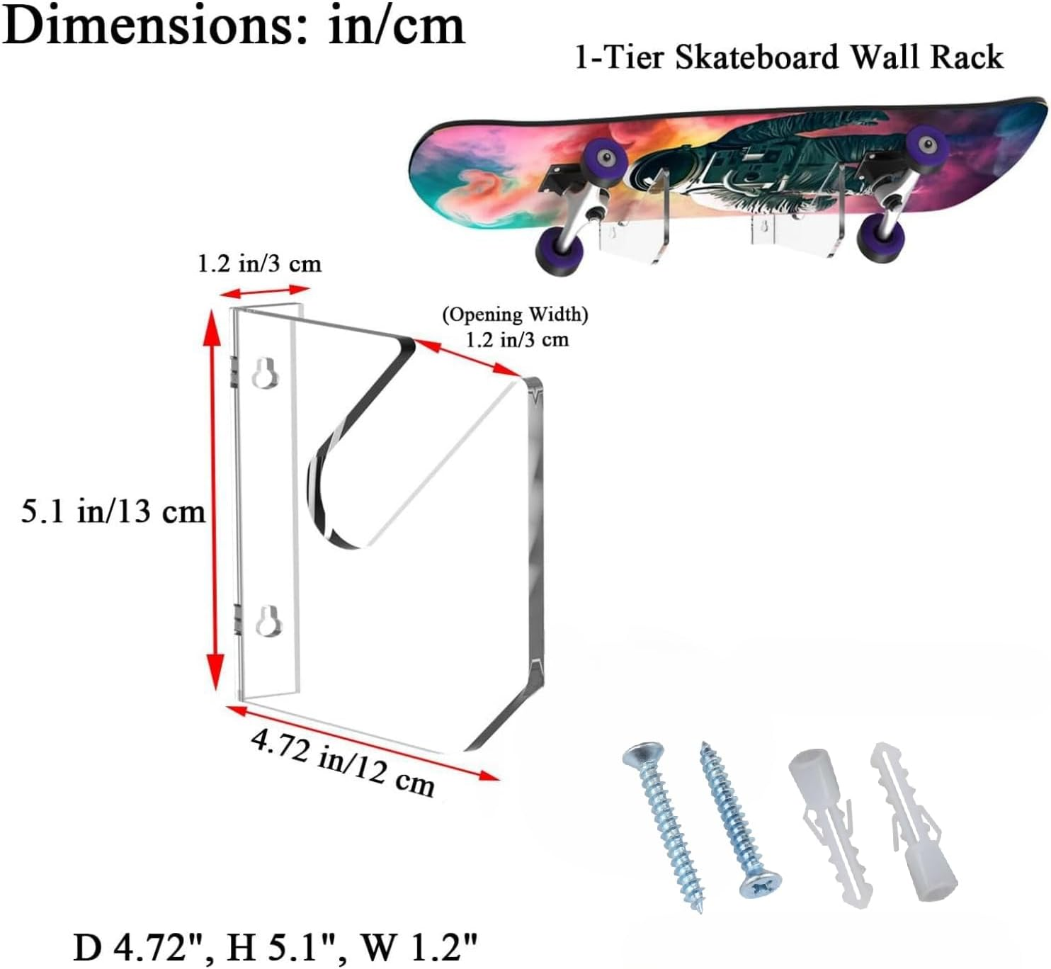 1 Pairs Skateboard Wall Mount Acrylic Skate Board Wall Holder Display Rack Indoor Floating Skateboard Storage Holder, Fine Workmanship image number 1