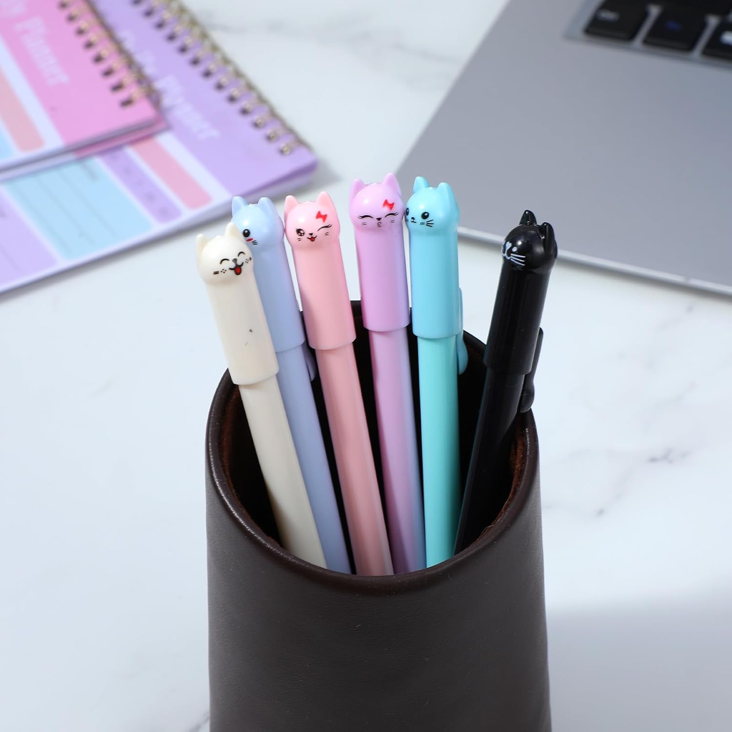 12PCS Kawaii Cat Pens 0.5Mm Black Ink Cute Animal Gel Pen Cats Style Pencils, Kitten Stationary Supplies Fine Point Ball Pens Nice Fun Themed Gifts for Cat Lovers Women Kids School and Office Use (12) image number 4