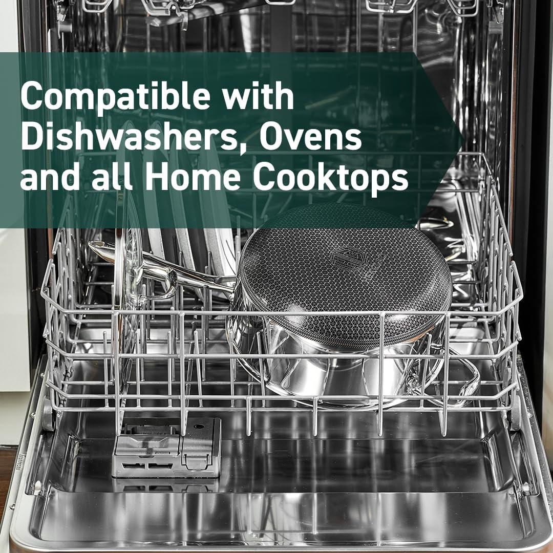 Hexclad Hybrid Nonstick 6-Piece Pot Set, 2, 3, and 8-Litre Pots with Tempered Glass Lids, Stay-Cool Handles, Dishwasher-Friendly, Induction Ready, Compatible with All Cooktops image number 1