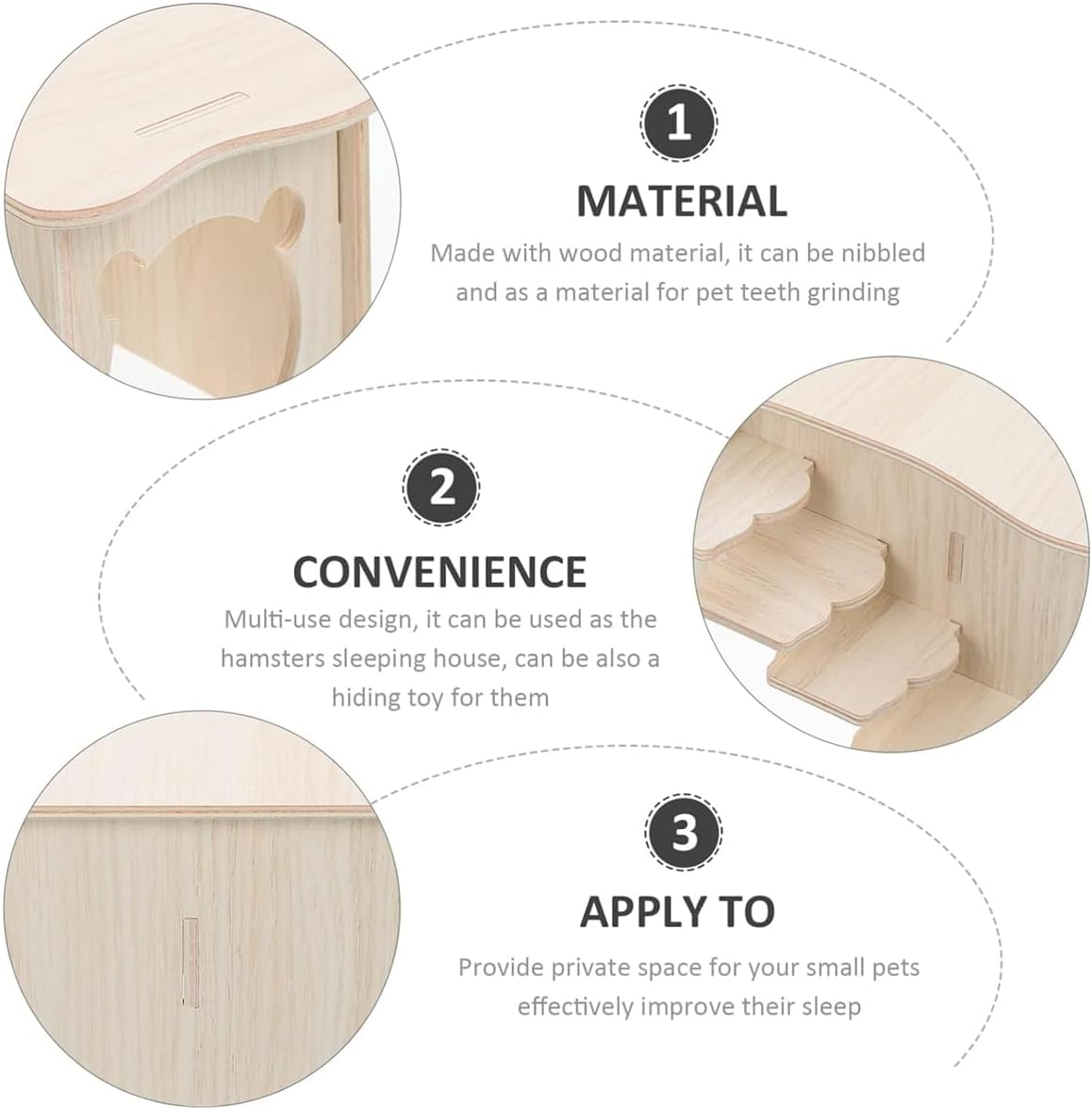 AIMALL 10.6X5.9X4.13 Inch Wooden Hamster Maze House with Multi-Bedroom Design, Platform and Hideout, for Golden Hamsters and Dwarf Hamsters image number 5
