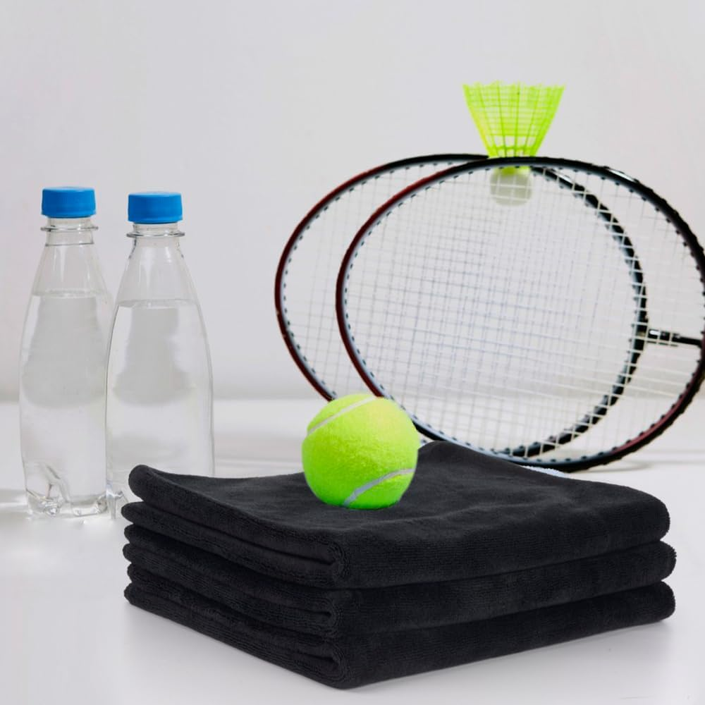 Sinland 3 Pack Multi Purpose Microfiber Gym Towels Fast Drying Sports Towel Super Soft and Absorbent Travel Camping Towels for Swimming Beach Hiking Yoga 40CM X 80CM Black image number 5