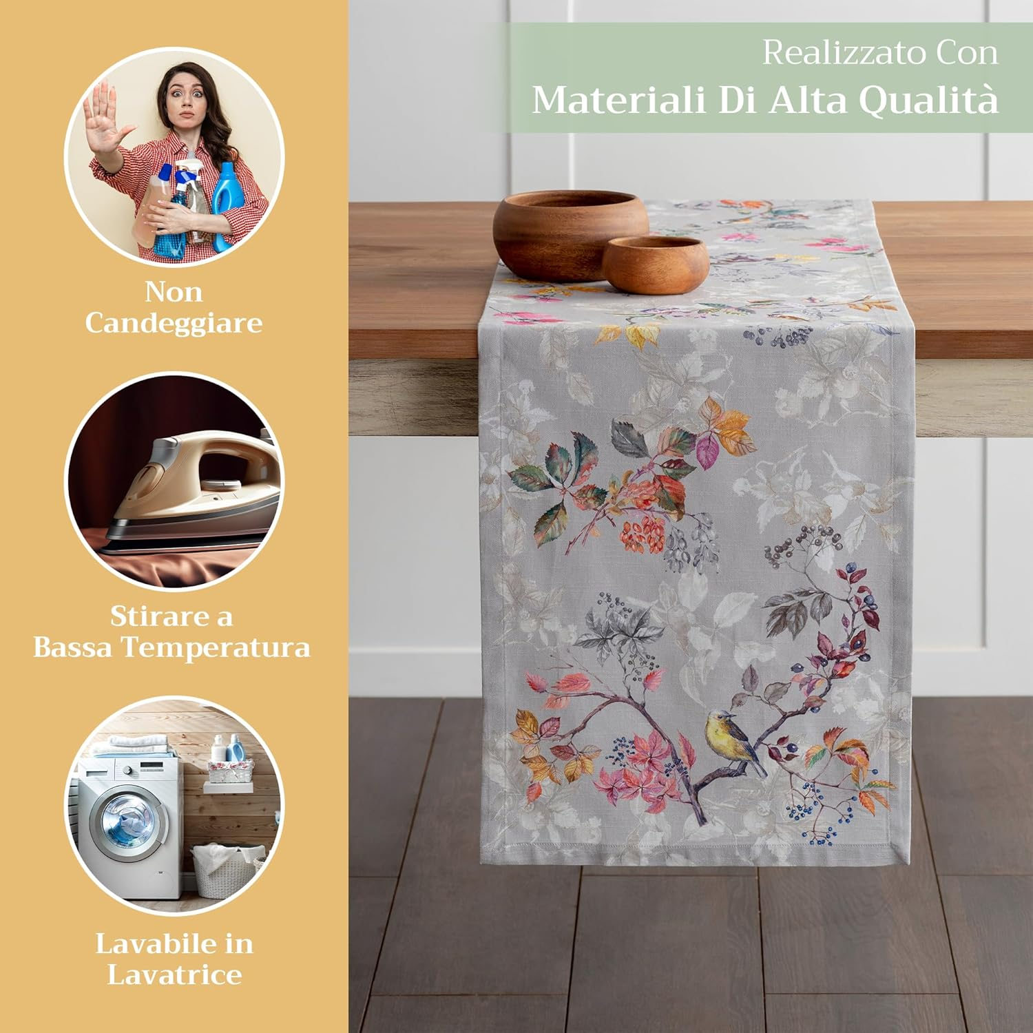 Maison D'Hermine Equinoxe 100% Cotton Table Runner for Party | Dinner | Holidays | Kitchen | Thanksgiving / Christmas (Grey, 50 Cm X 150 Cm) image number 3