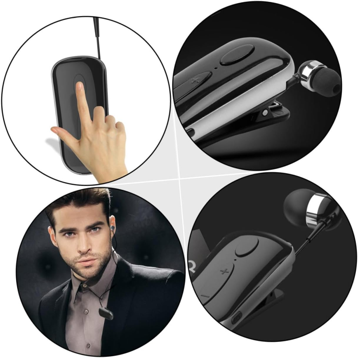 Hoement Headset Wireless Earphone Retractable Clip-Style Sports Headset for Running Gym and Outdoor Activities image number 5