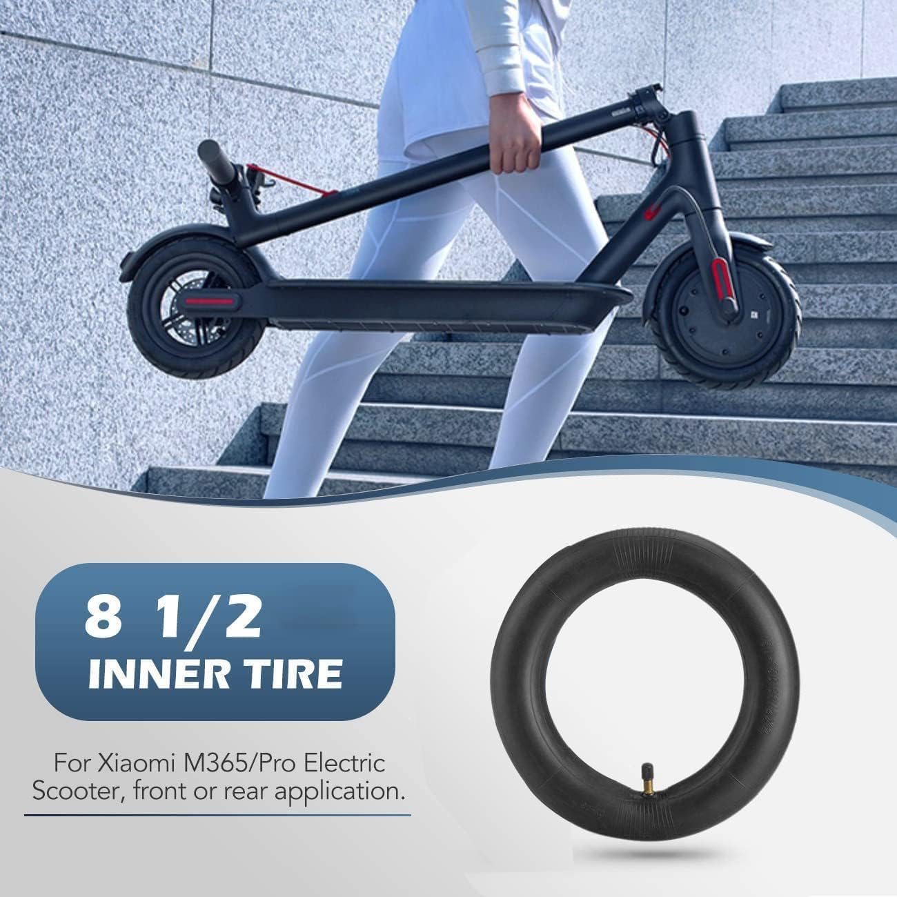 8.5X2 Inch Scooter Tire with Inner Tube Replacement - 50/75-6.1 Inner Tubes for Electric and Gas Scooters, Mini and Pocket Bikes, and More Butyl Rubber Tire image number 6