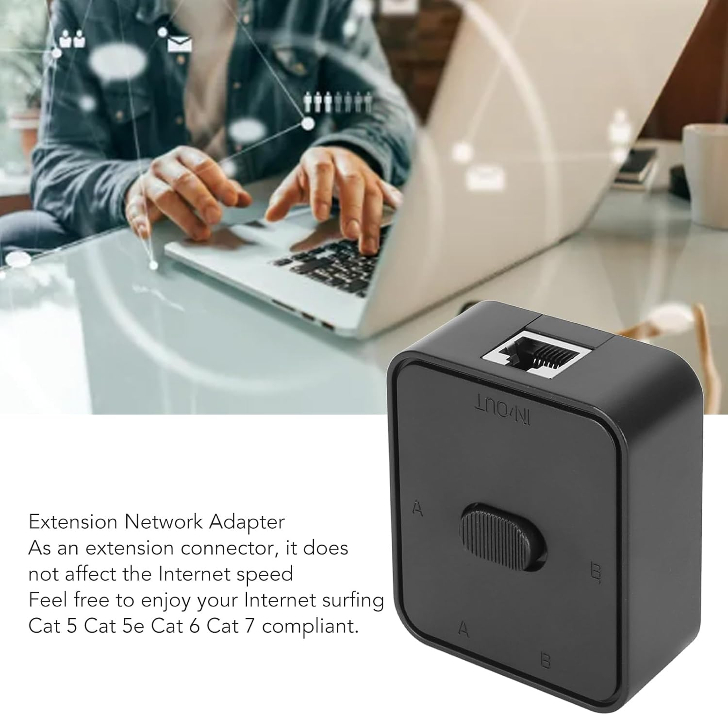 2 Port Gigabit Network Switch, Fast Transmission Speed, Extended Network Adapter, Safe and Stable, Compact and Exquisite, RJ45 Splitter Selector Switch for Cat 6 image number 4