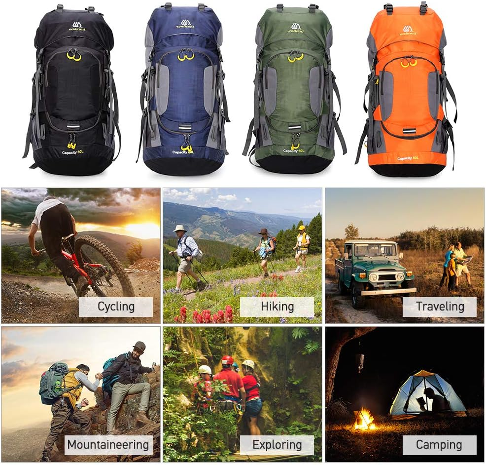 Eacam 60L Waterproof Hiking and Camping Backpack - Durable, Lightweight Large Hiking Backpack with Rain Cover, Multi Compartments, and Adjustable Straps image number 3