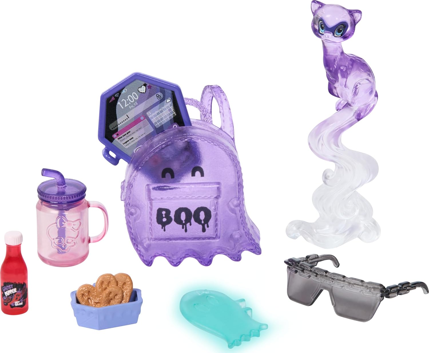 Monster High Spectra Vondergeist Doll with Pet Ferret Rhuen and Accessories like Backpack, Tablet, Snacks and More image number 2