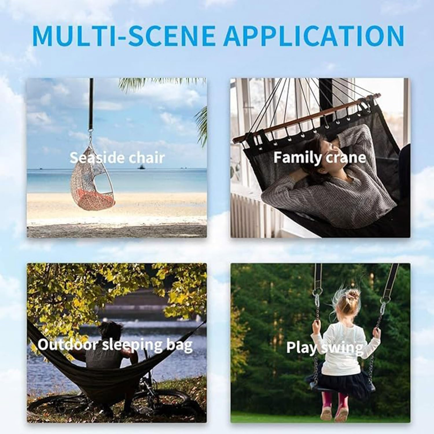 Roczential Tree Swing Hanging Straps, 1.5M/5Ft Hammock Tree Straps Kit with 2 Sturdy Lock Carabiners & 2 Tree Protectors for Swings and Hammocks,Holds up to 1000KG