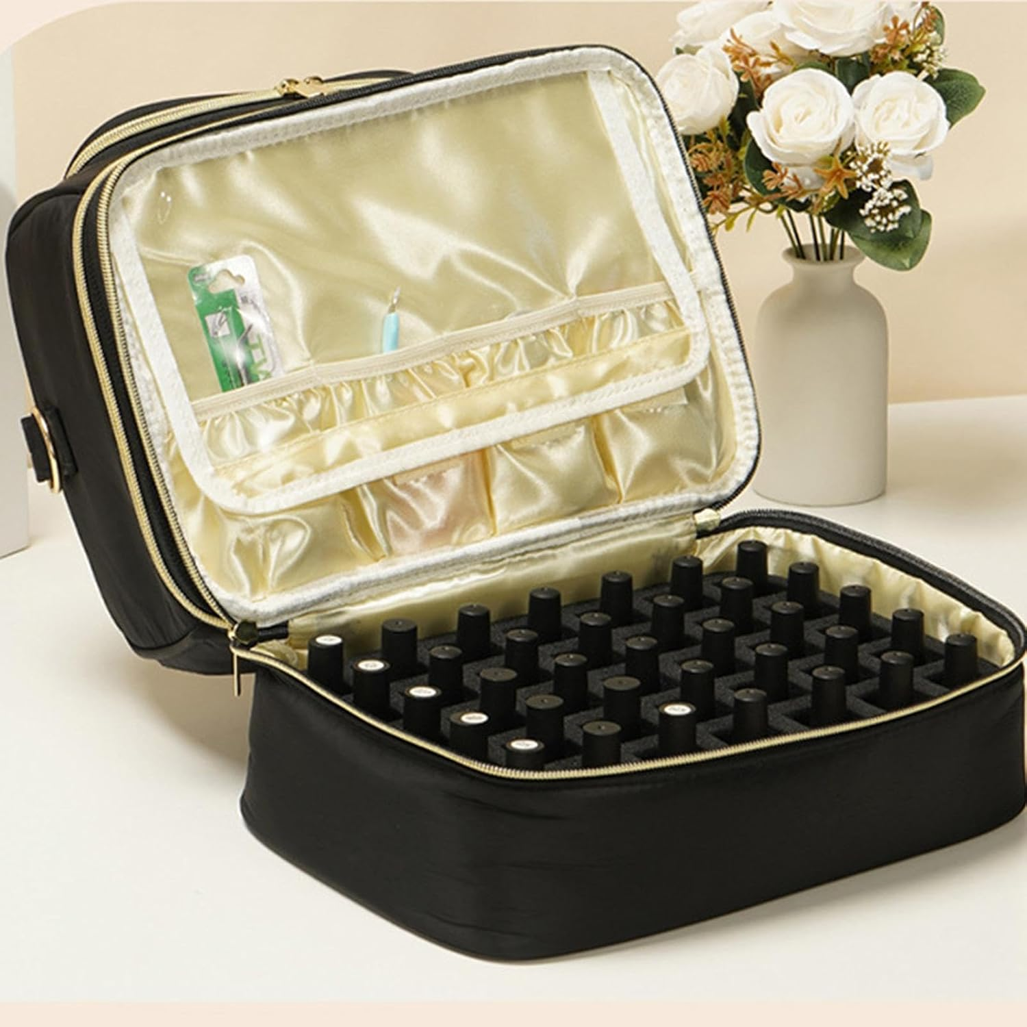 Nail Polish Storage Case - Nail Polish Carrying Case, Nail Supplies Storage Bag, 2 Layer Storage Bag, Can Hold 45 Bottles Nail Polish, Black, Se R&eacute;f&eacute;rer Au Descriptif, Refer to Description