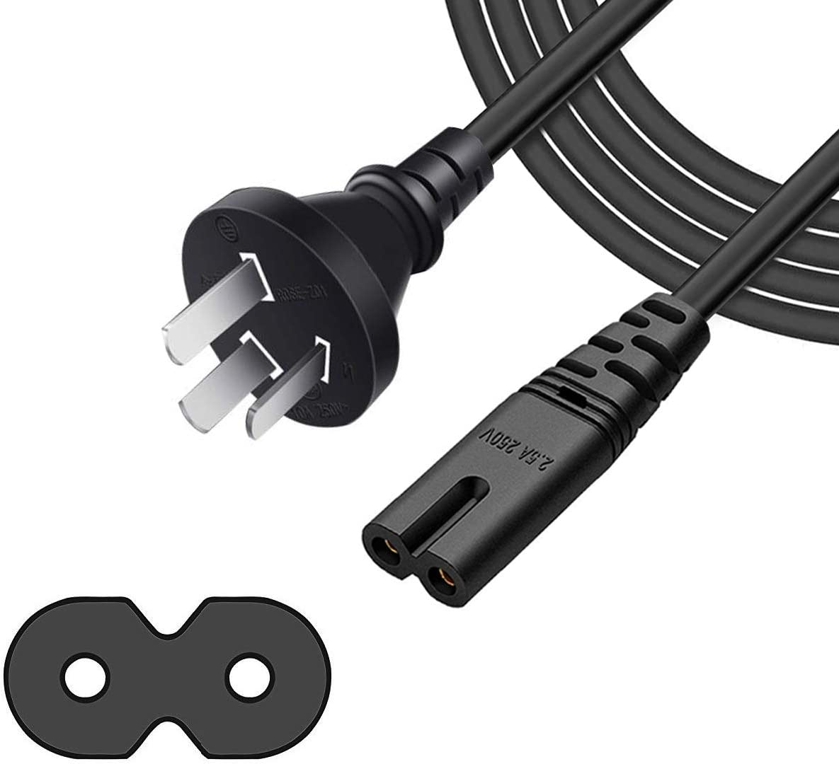 Figure 8 Power Cord, F8 TV Power Cord, IEC-C7 Appliance Power Cable, Fit Well with TV, Monitor, Camera, Radio, Shaver, Radio, Tablet, PS3, PS4 and Devices with F8 Jacks(1.2M/3.9Ft) image number 3