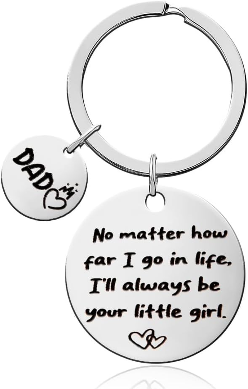 Dad Fathers Day Birthday Gifts for Papa Dada Daddy Fathers Day Presents for Men Father Dad Retirement Presents for Dada Papa I Love You Gifts for Daddy Father I'Ll Always Be Your Little Girl Keychain image number 1