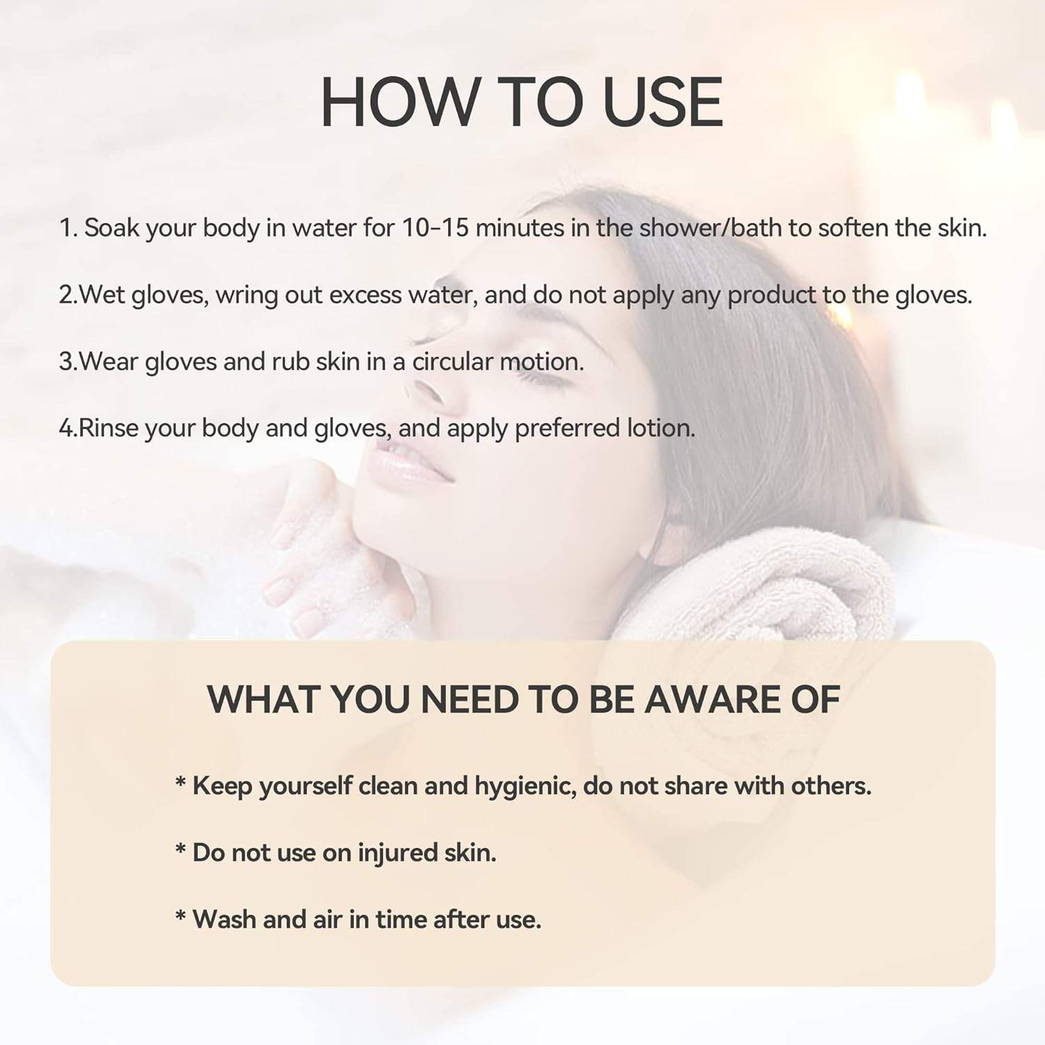 Exfoliating Mitts 2Pcs, Body Scrub Gloves for Bath or Shower, Men'S Women'S Deep Clean Exfoliating Tool to Remove Dead Skin and Dirt, Home Spa Exfoliating Gloves for Self-Tanning image number 5