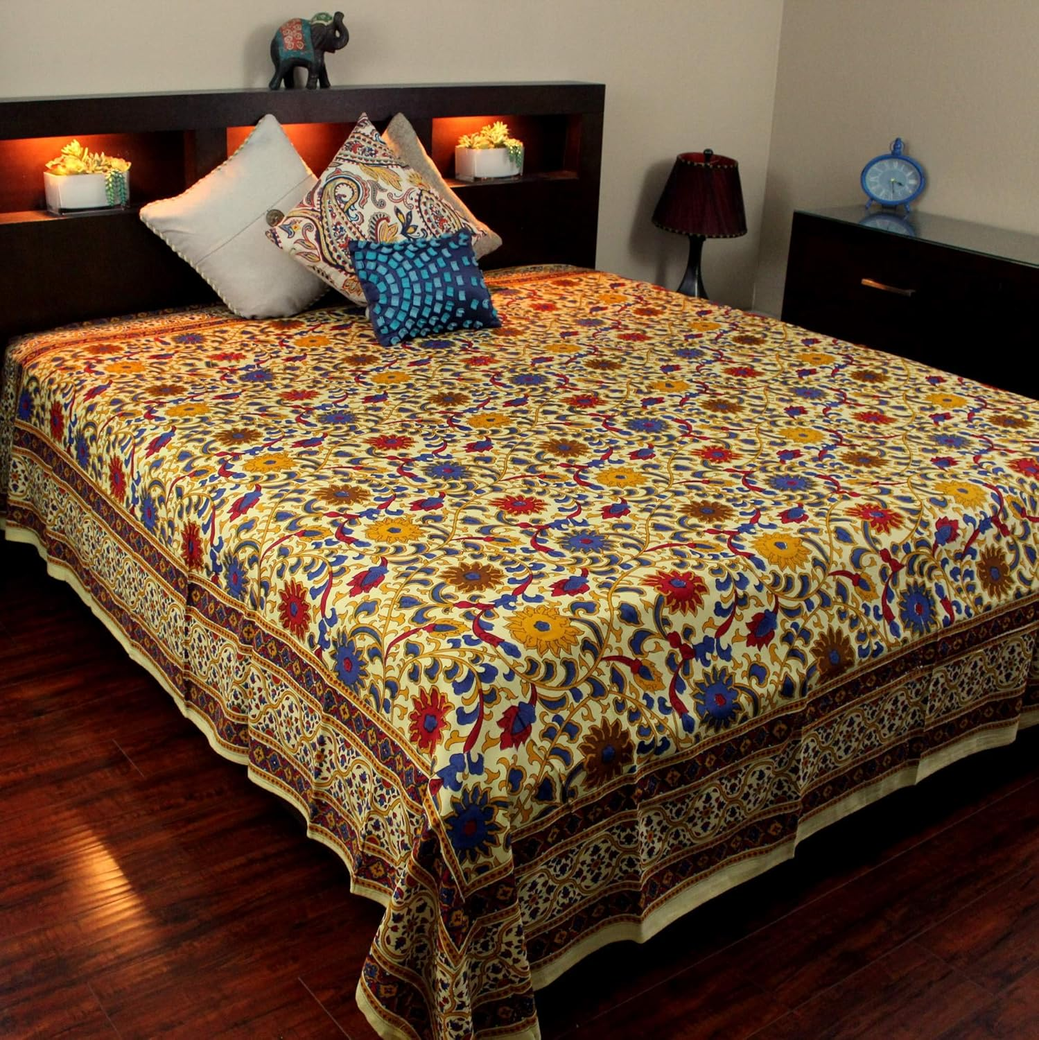 Indian Bedspread ? Cotton Sunflower Print image number 2