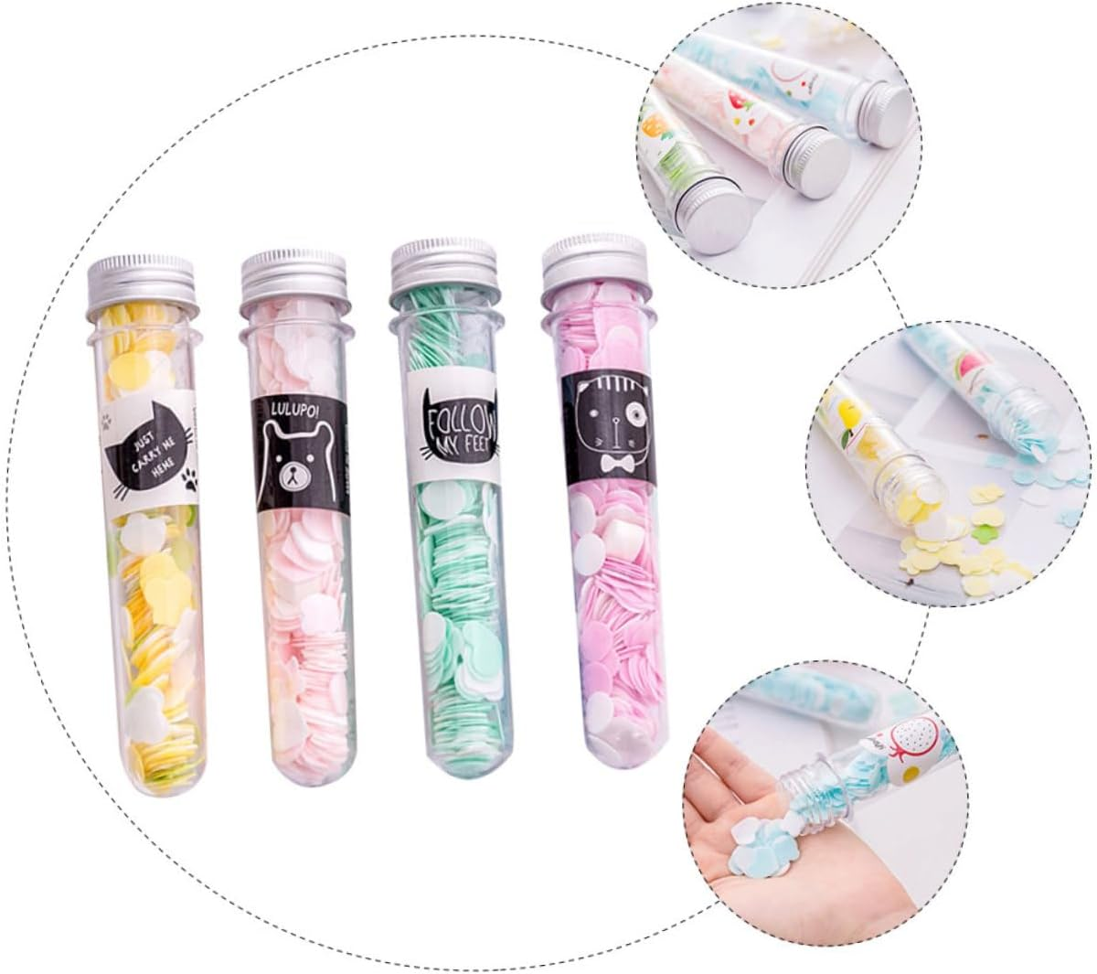 BRIGHTFUFU 4Pcs Disposable Soap Body Bath Soap Strips Travel Wash Paper Flakes Portable Hand Washing Plant Extract Foil Packaging
