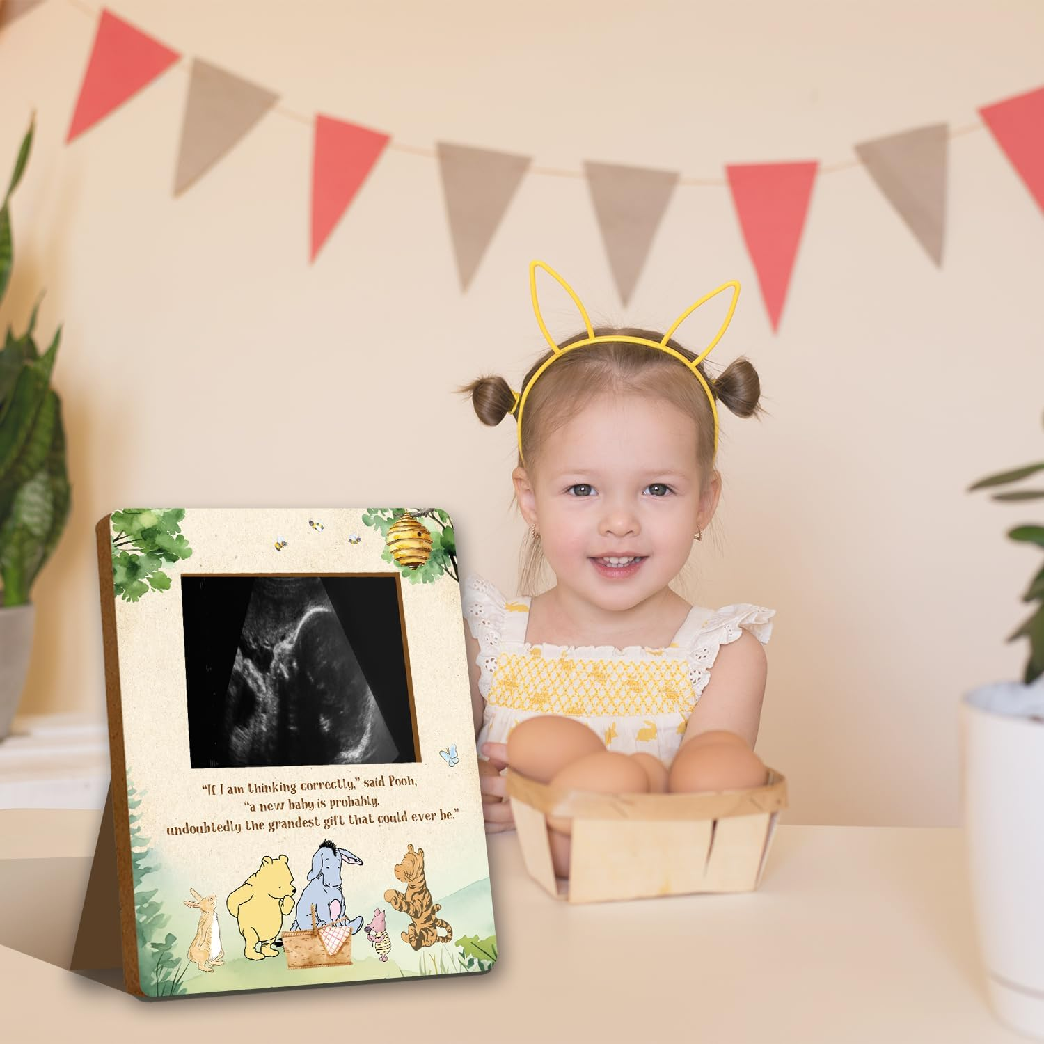 Winnie Baby Shower Picture Frame, Winnie Pregnancy Milestone Keepsake, Winnie Ultrasound Picture Frame, Winnie Baby Shower Sign, Winnie Baby Shower Decor, Winnie Gifts, Winnie Gender Reveal Decor image number 6