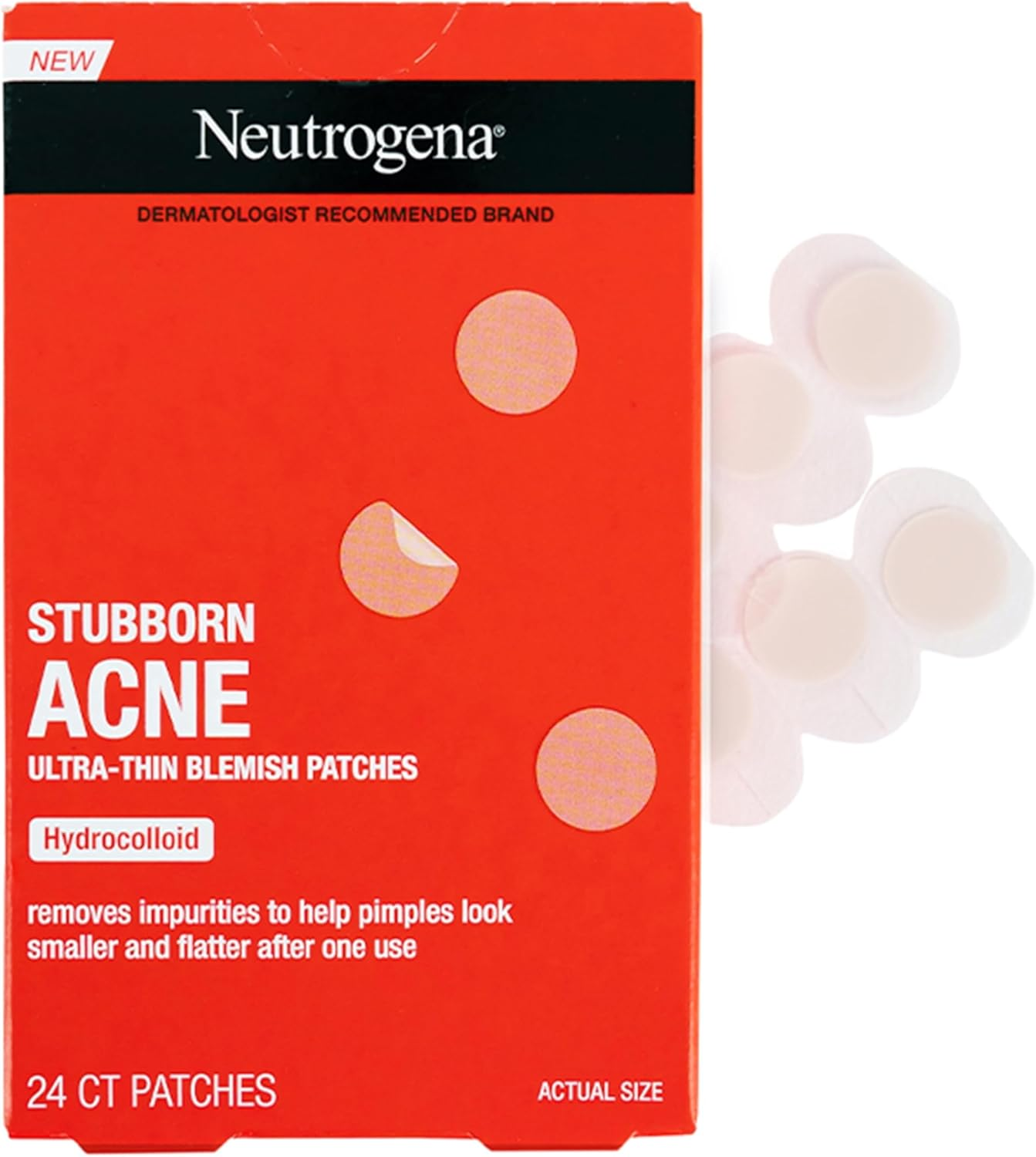 Neutrogena Stubborn Acne Pimple Patches, Acne Treatment for Face, Ultra-Thin Hydrocolloid Spot Stickers Provide Optimal Healing for Pimples, 24 Patches image number 1