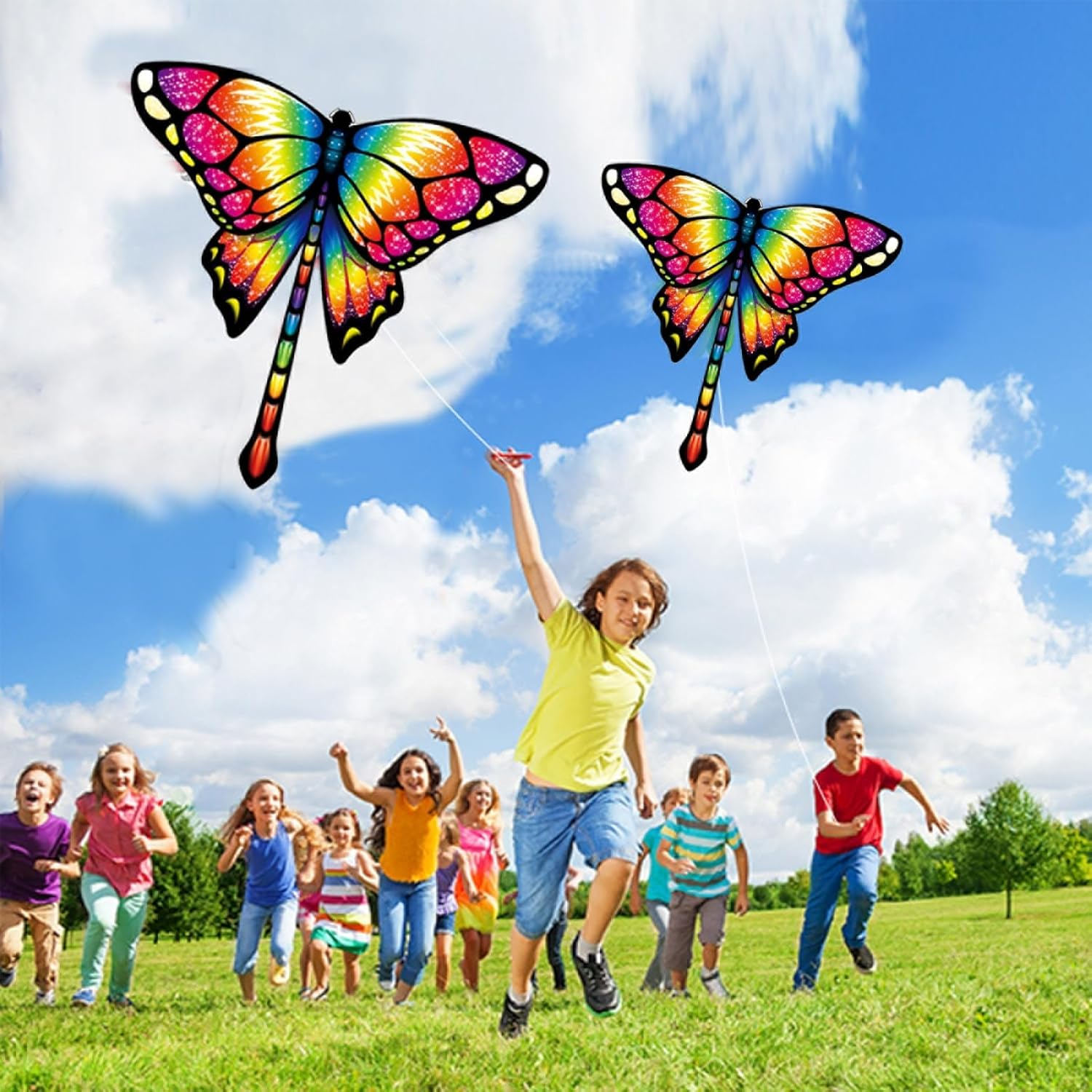 Hapurs Large Kite, Single Line Colorful Kites with Long Tail Beginner, Beach Kite with Winding Handle and Line for Kids and Audlts Beach Outdoor Park Games Activities - Dinosaur image number 5