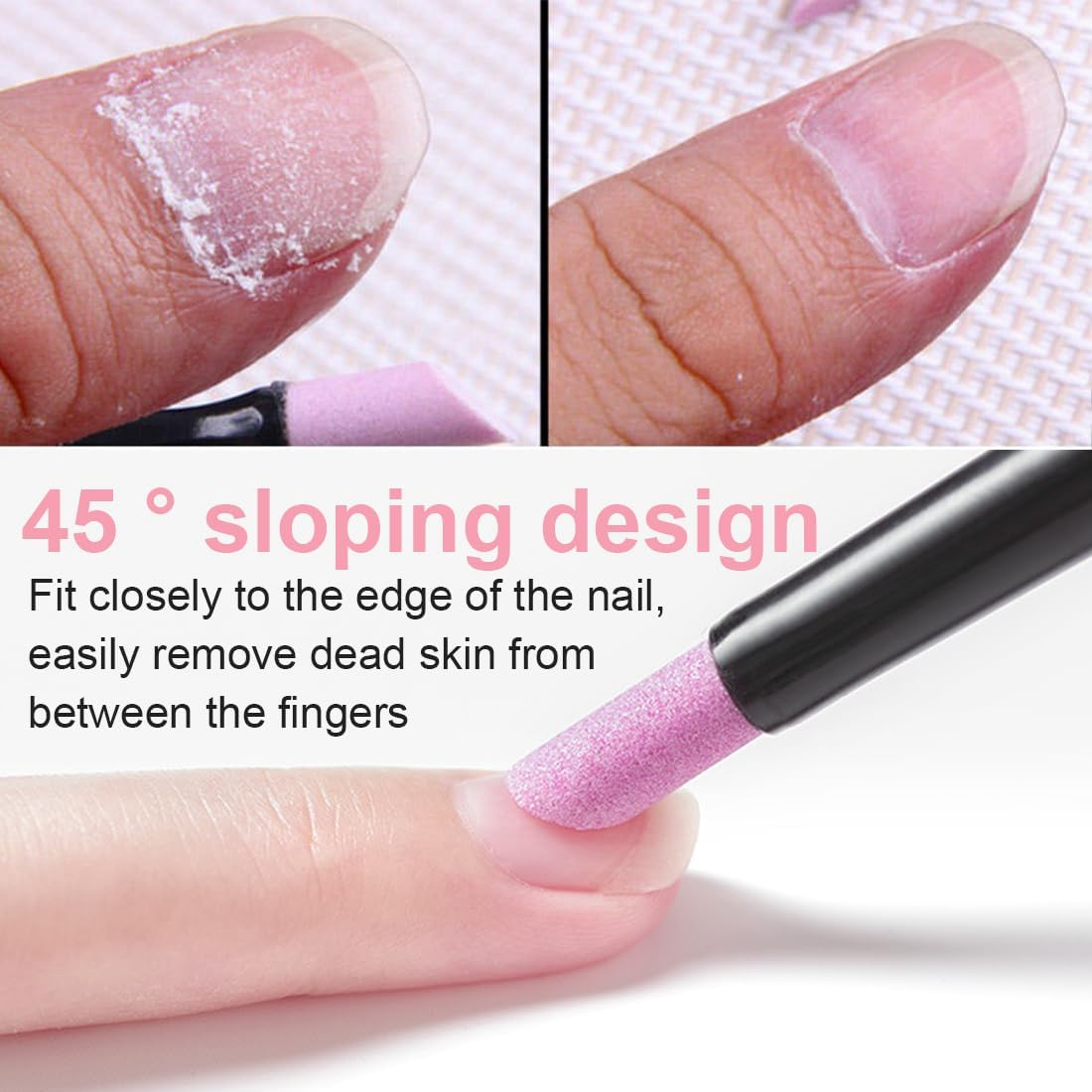 UEAVOID Pack of 8 Double Headed Cuticle File Stone, Quartz Pen, Nail File Stone, Quartz Stone Nail File, Cuticle Pusher, Nail Grinding Pen, Stone Nail File Pen, Nail Grinding Pens image number 3