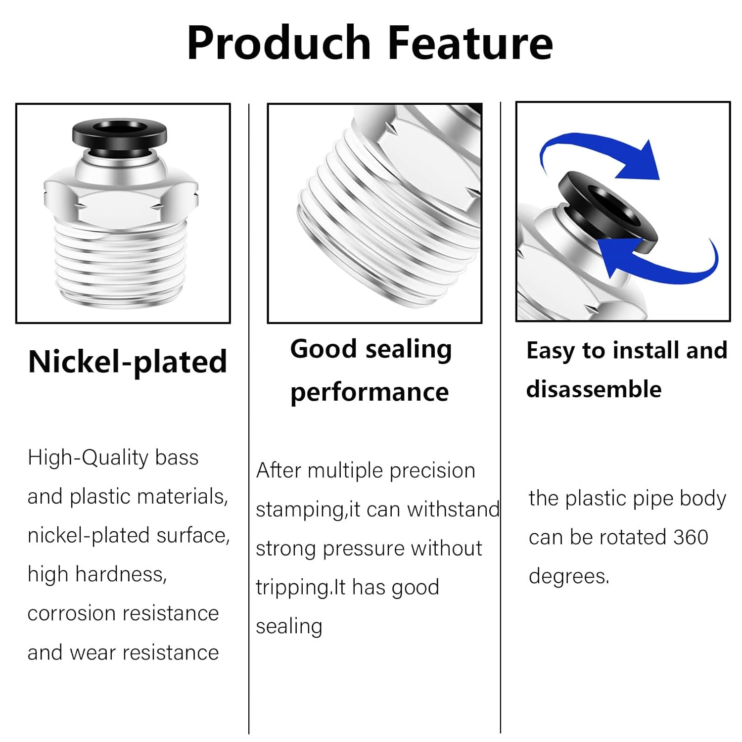 CEKER 1/2 Push to Connect Fittings Air Fittings PC 1/2 Inch Tubing Od X 3/8" NPT Thread Male Air Line Fittings Pneumatic Fitting Push in Connector Compression Fittings Quick Connect Fittings 2Pack image number 6